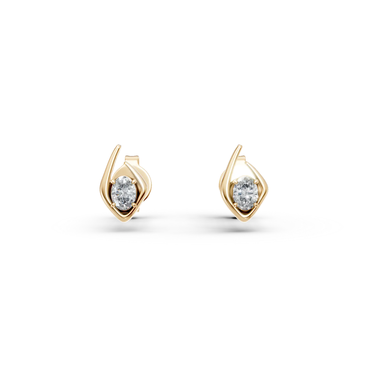 Cercei geometrici din aur galben cu diamante de 0.2ct create in laborator