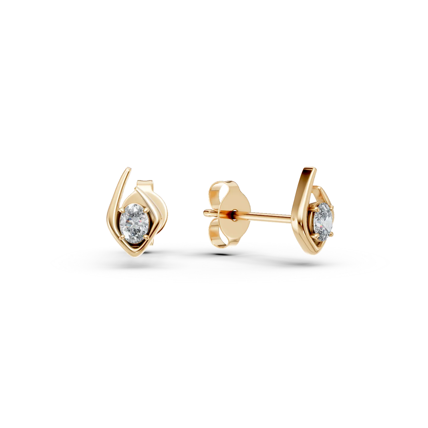 Cercei geometrici din aur galben cu diamante de 0.2ct create in laborator