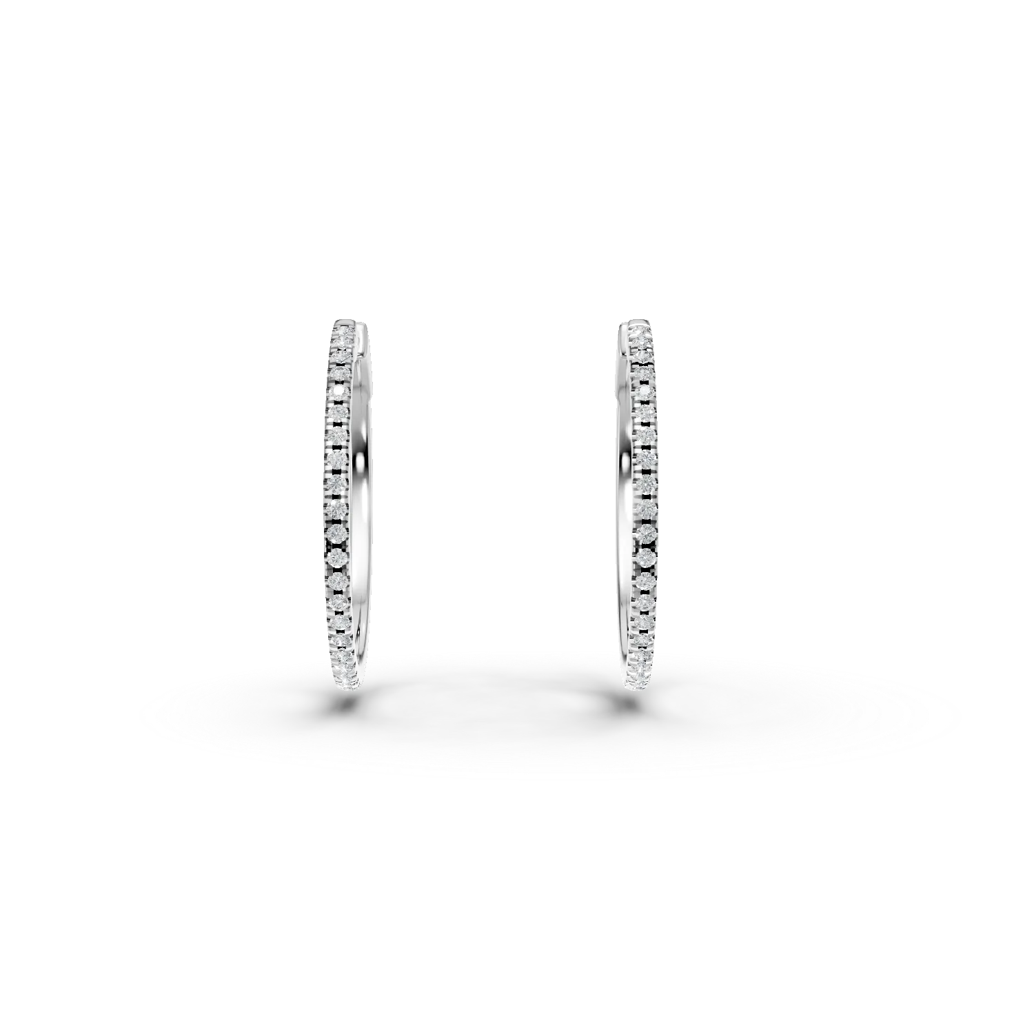 Cercei creole din aur alb cu diamante de 0.4ct create in laborator