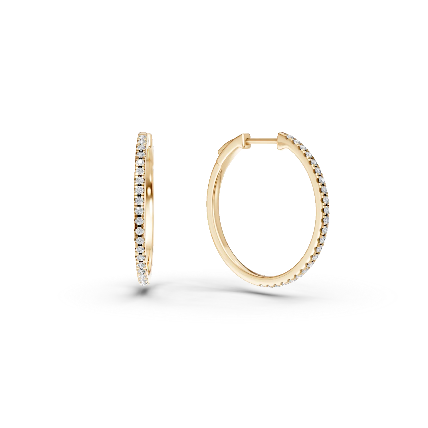 Cercei creole din aur galben cu diamante de 0.4ct create in laborator
