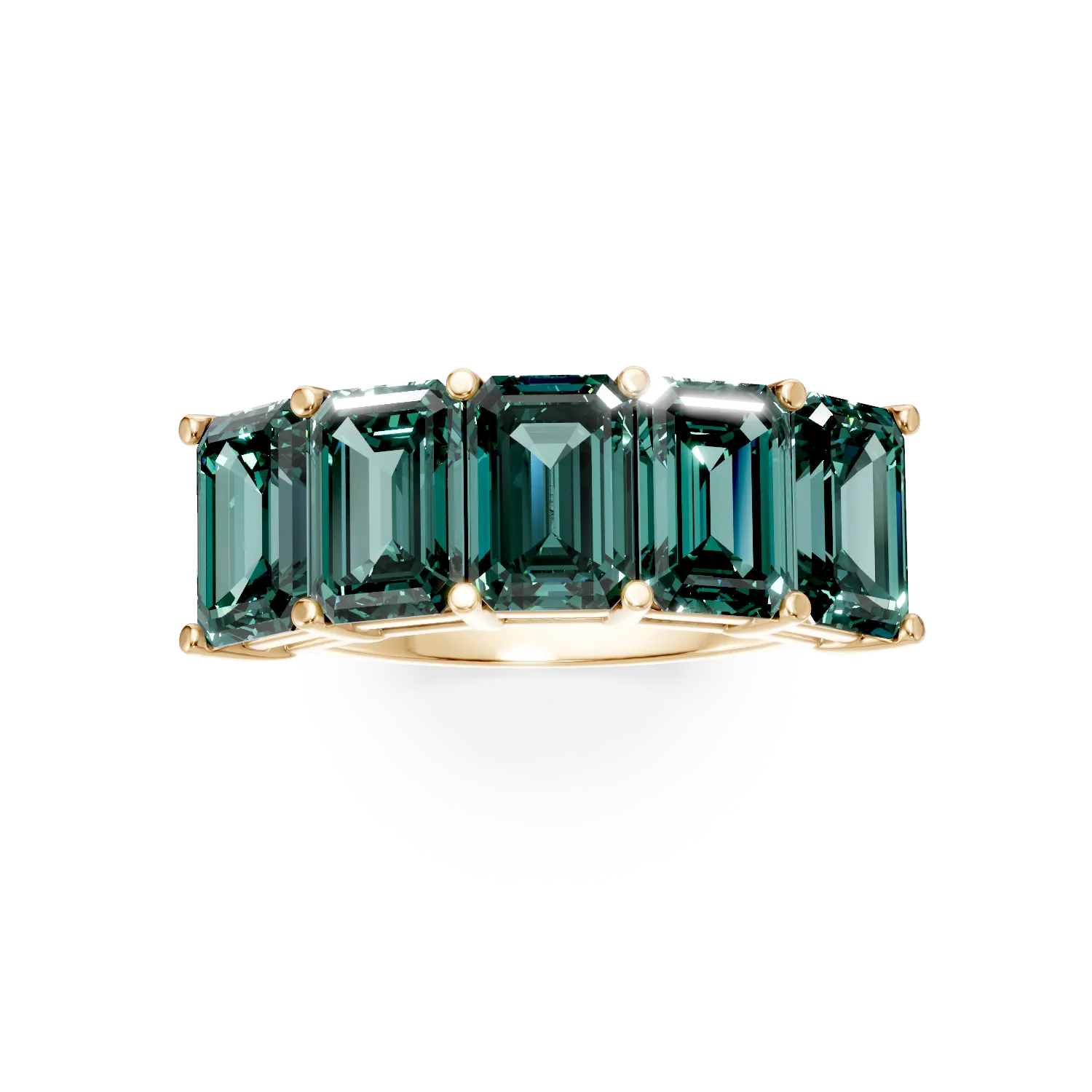 Inel din aur galben cu smaralde de 2.4ct create in laborator