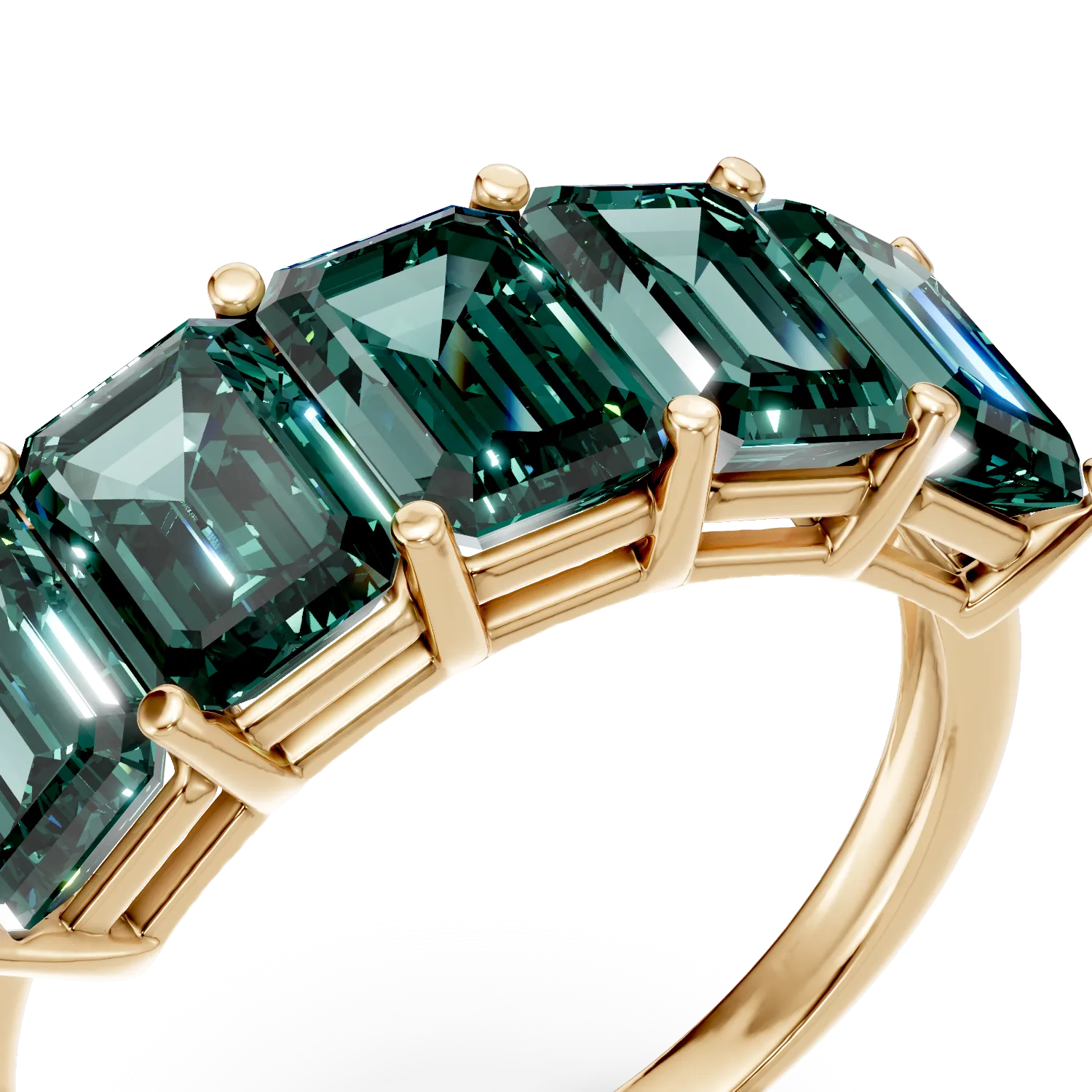 Inel din aur galben cu smaralde de 2.4ct create in laborator