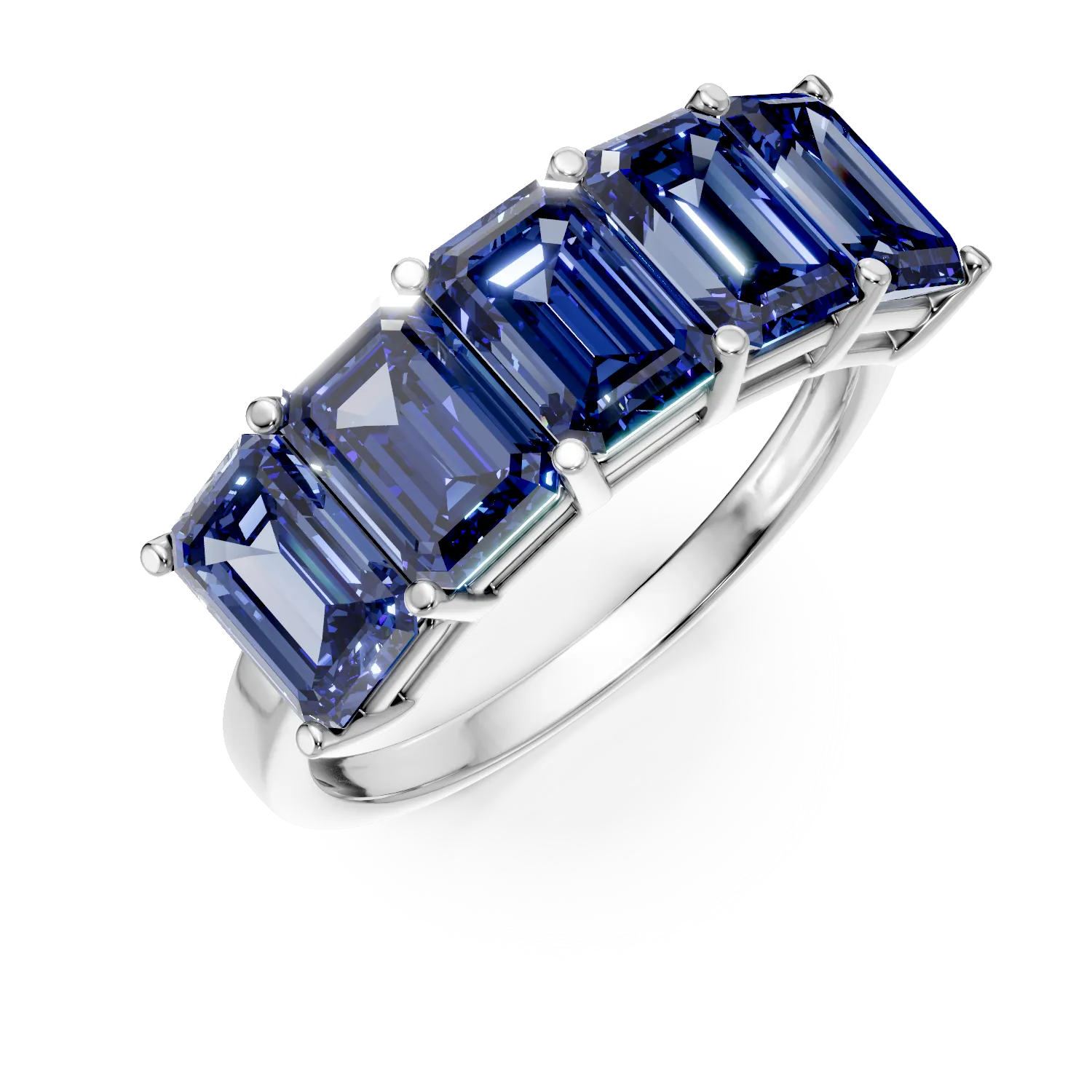 Inel din aur alb cu safire de 3.6ct create in laborator