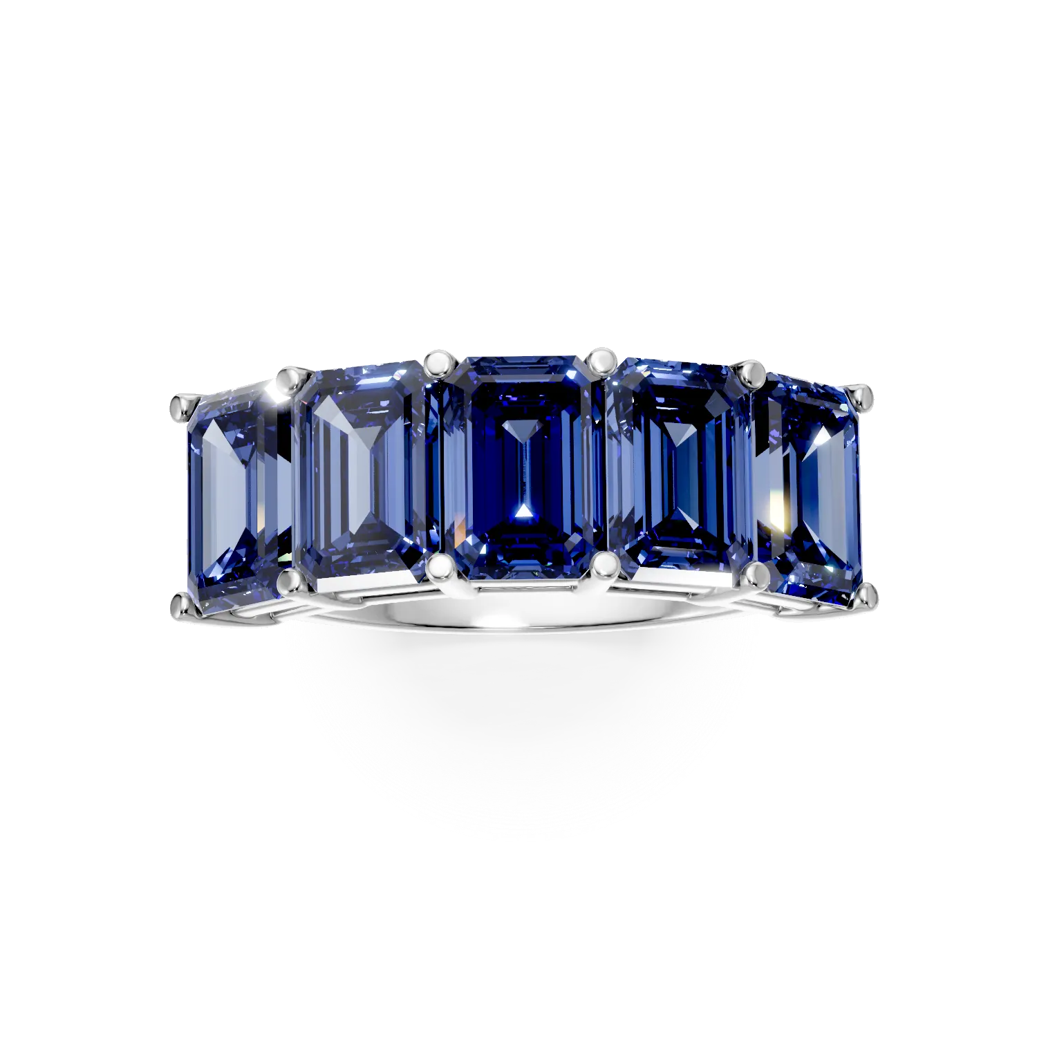 Inel din aur alb cu safire de 3.6ct create in laborator