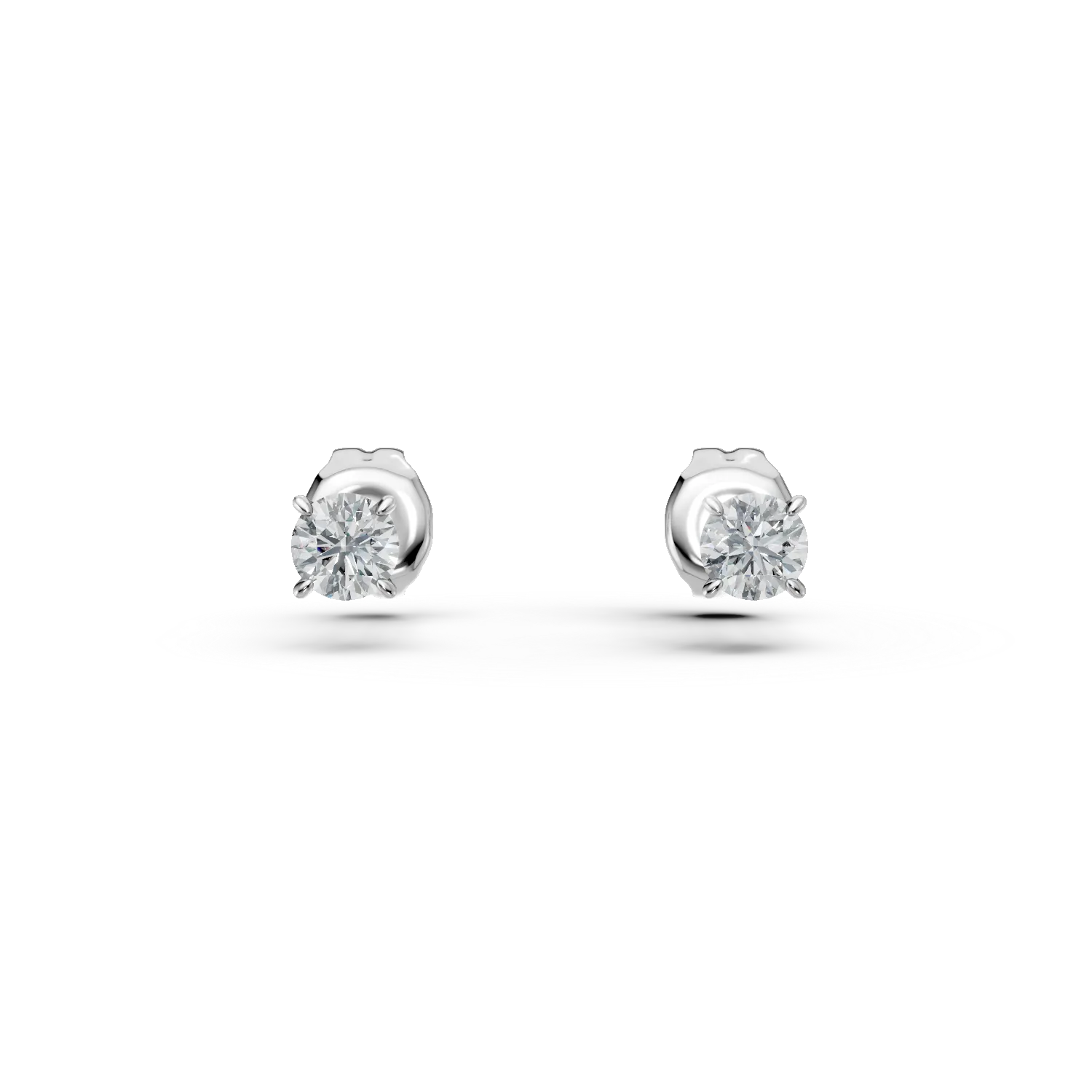 Cercei din aur alb cu diamante solitaire de 0.2ct create in laborator