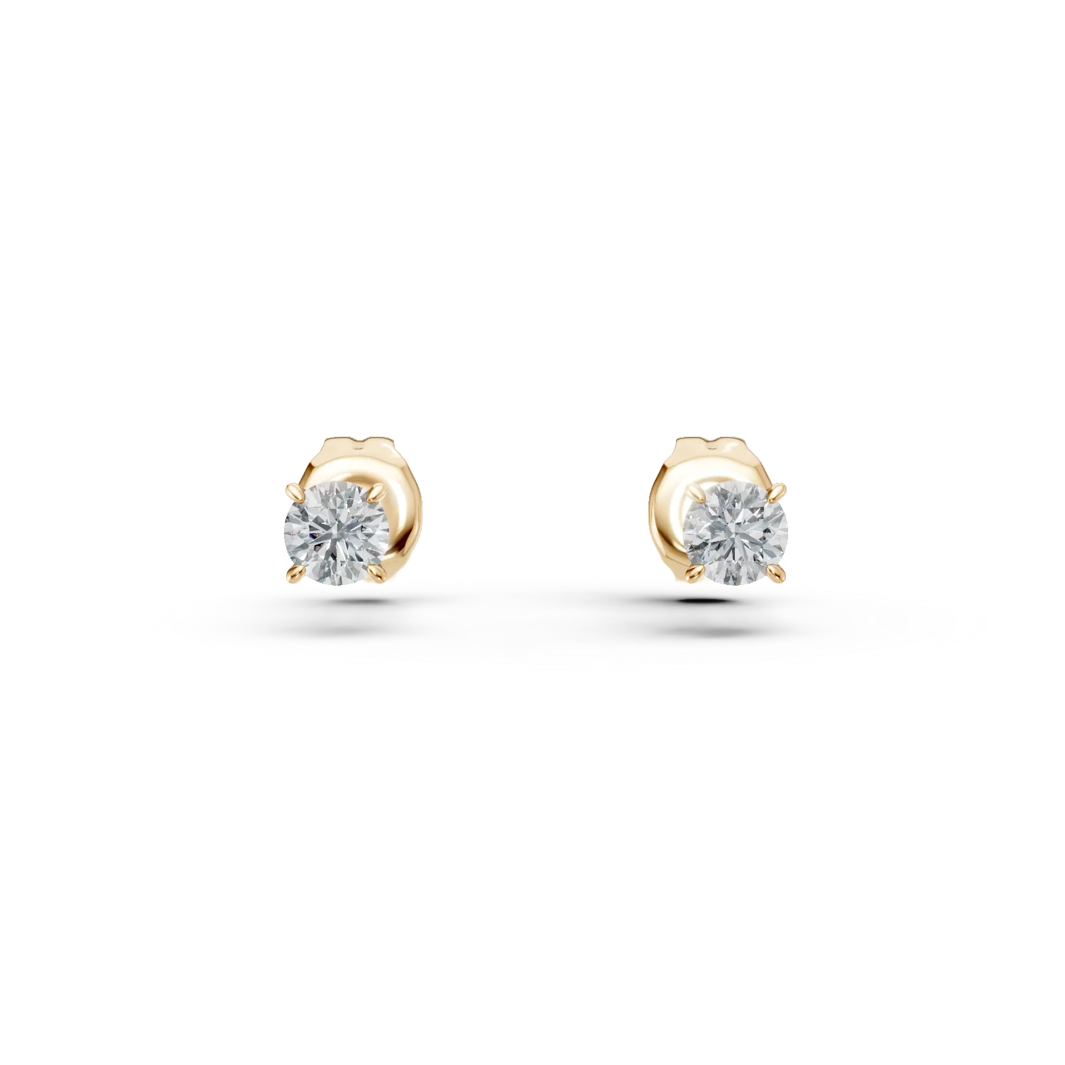 Cercei din aur galben cu diamante solitaire de 0.2ct create in laborator