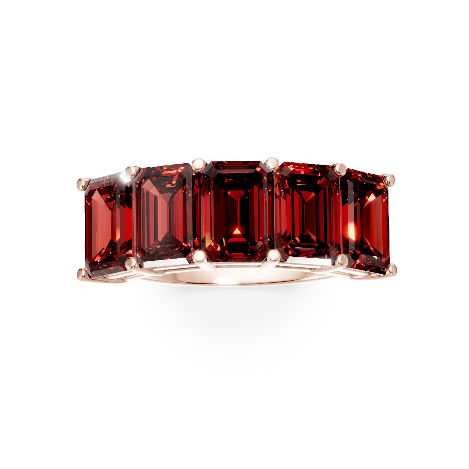 Inel din aur roz cu rubine de 3.7ct create in laborator