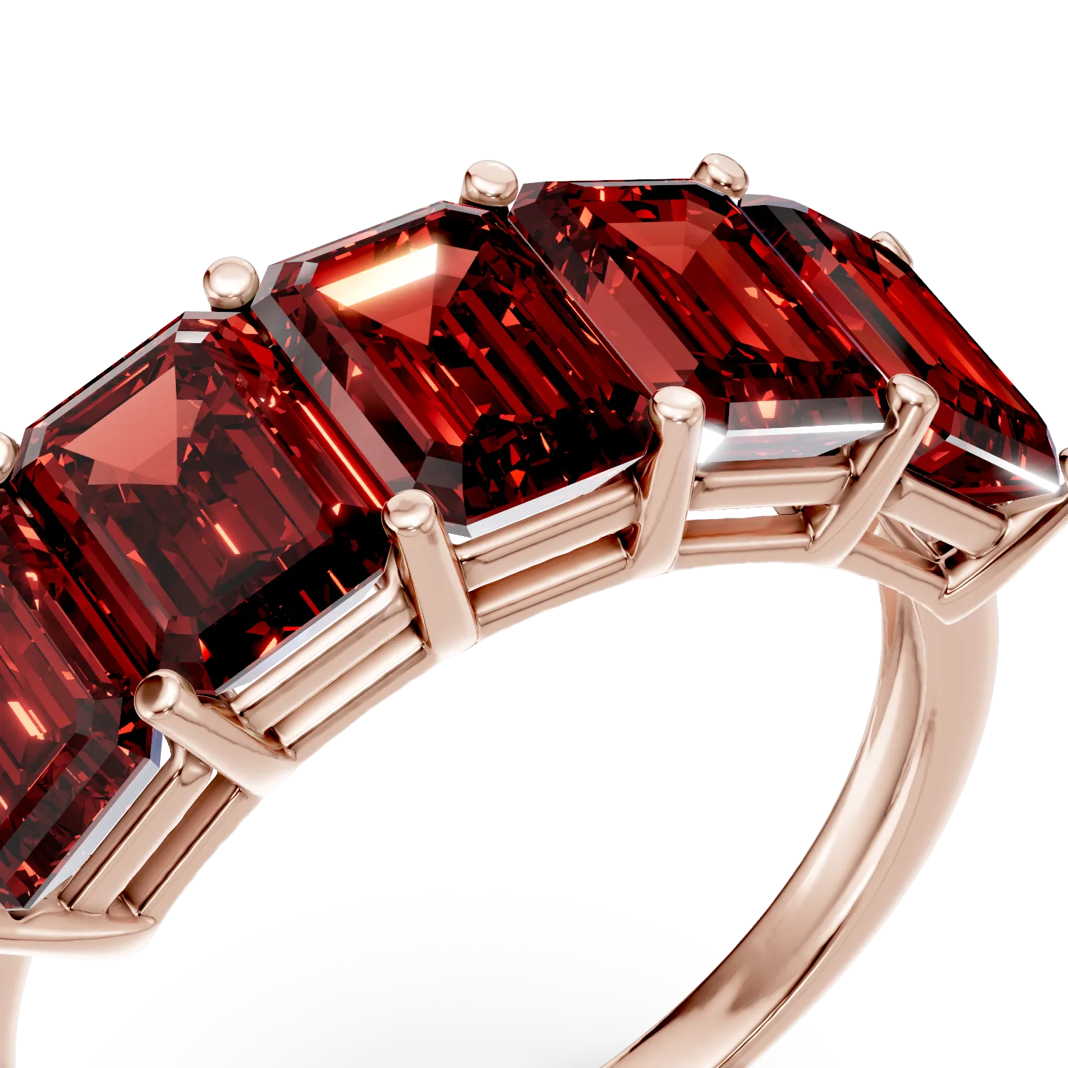 Inel din aur roz cu rubine de 3.7ct create in laborator