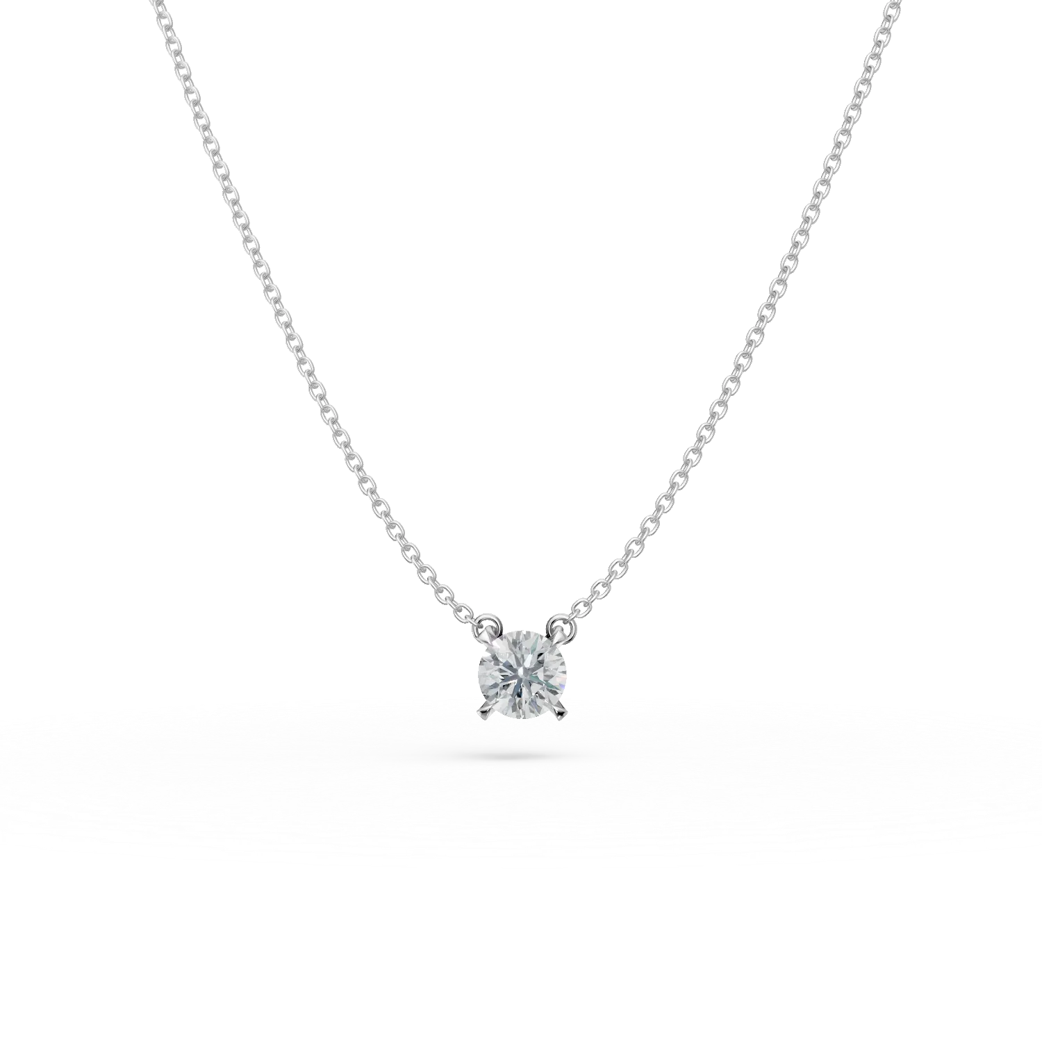 Lant cu pandantiv din aur alb cu diamant solitaire de 0.2ct creat in laborator