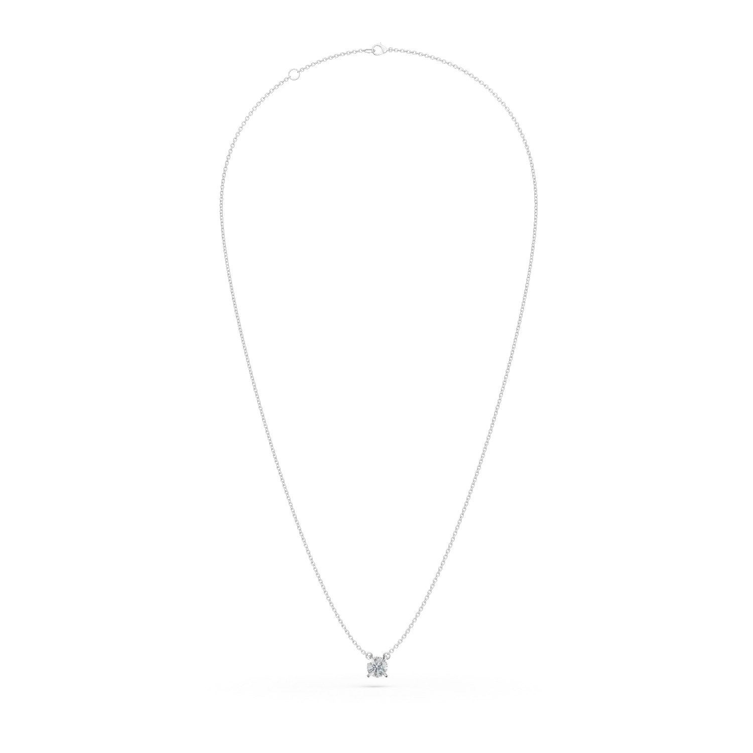 Lant cu pandantiv din aur alb cu diamant solitaire de 0.2ct creat in laborator