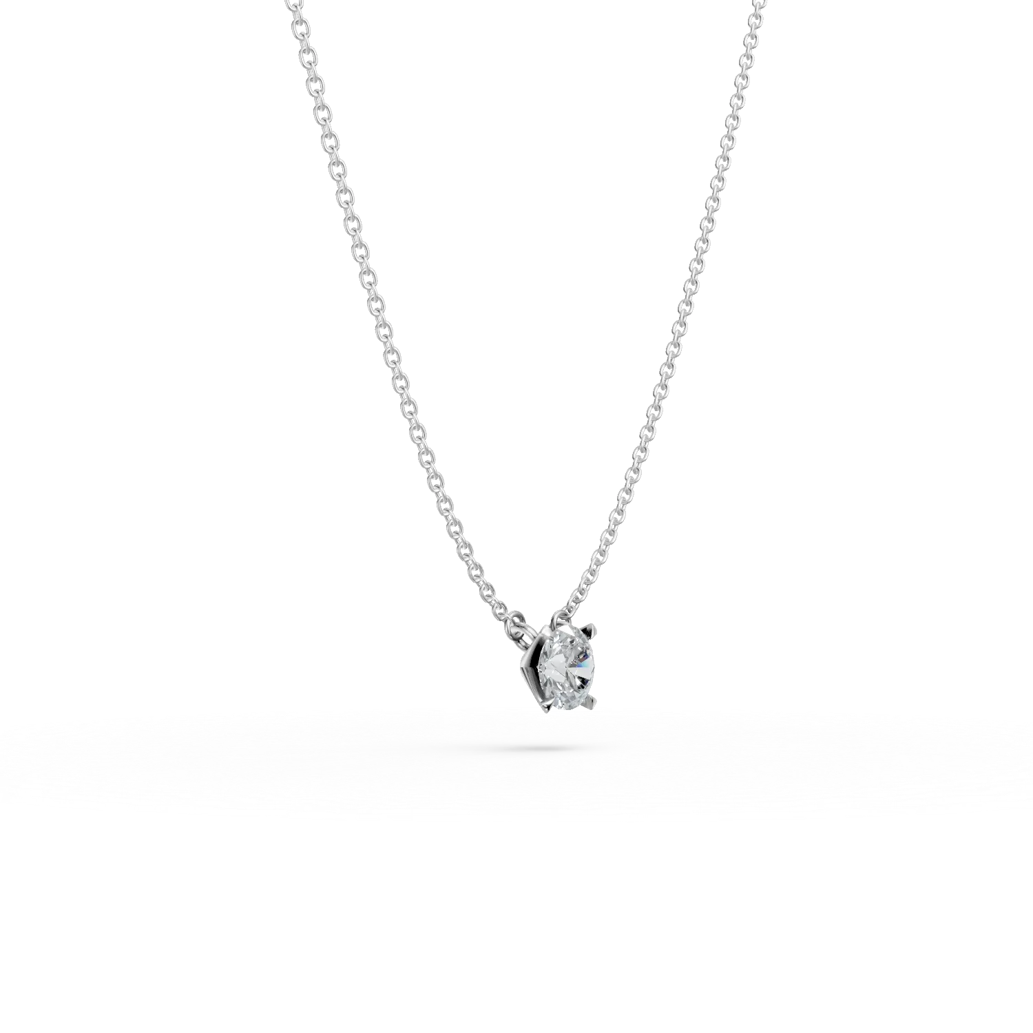Lant cu pandantiv din aur alb cu diamant solitaire de 0.2ct creat in laborator