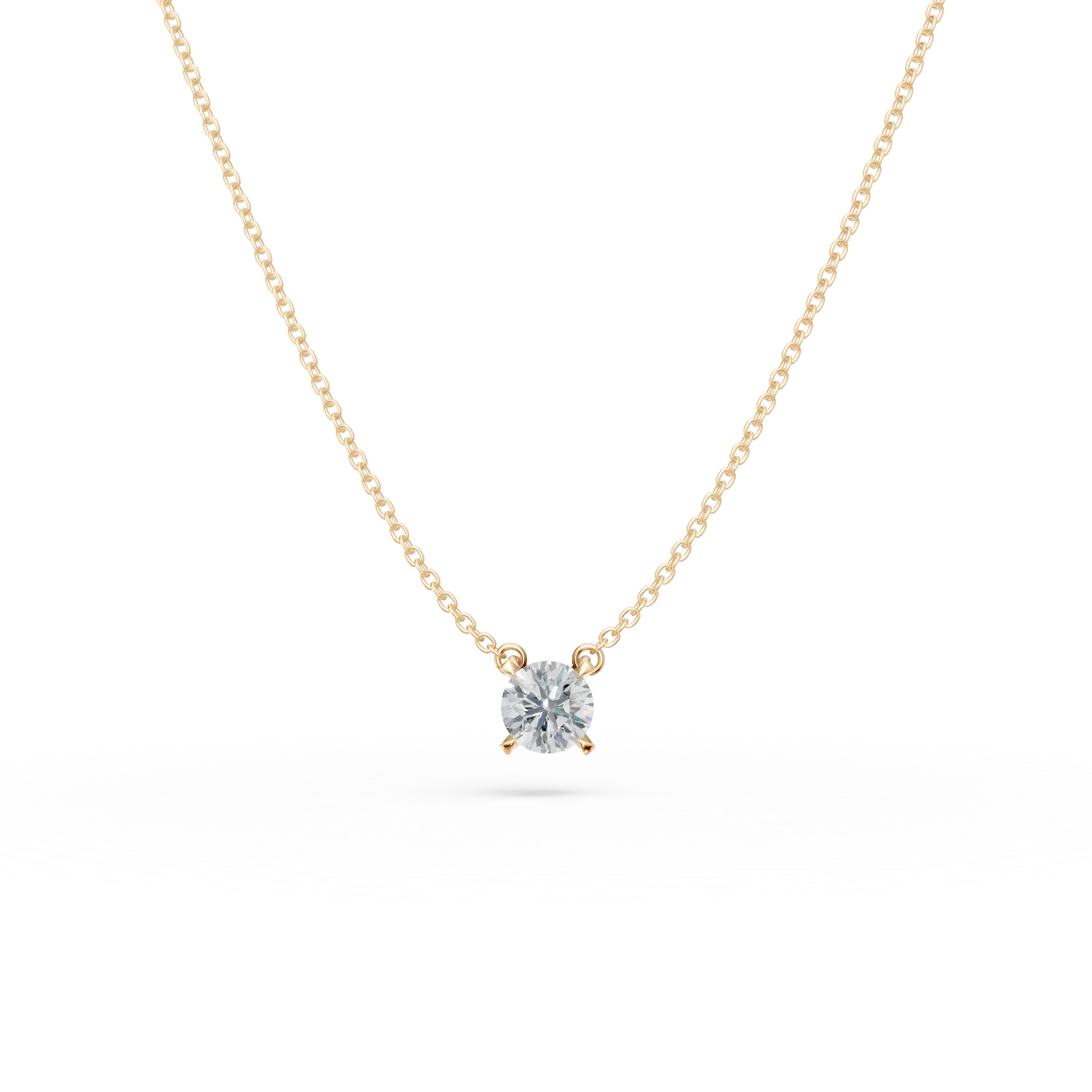Lant cu pandantiv din aur galben cu diamant solitaire de 0.2ct creat in laborator