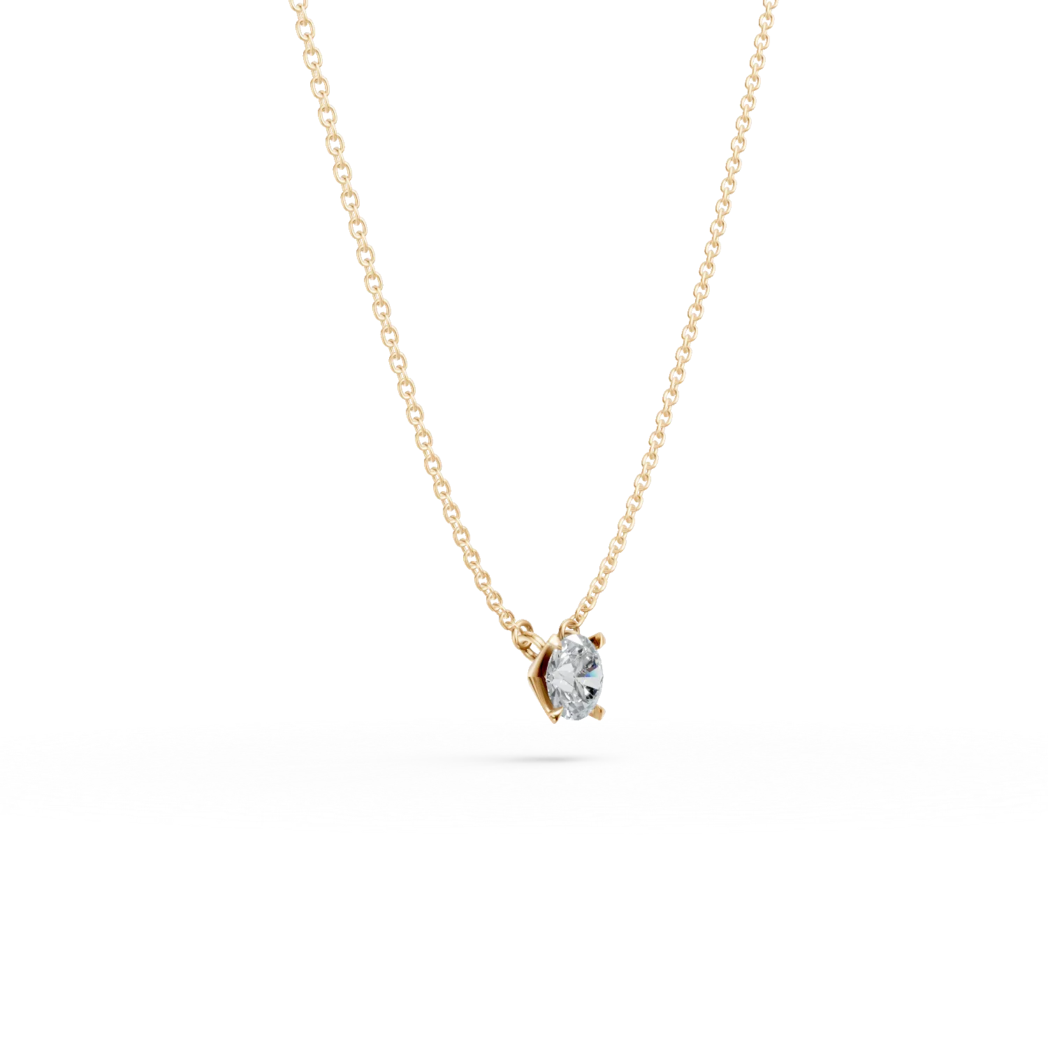Lant cu pandantiv din aur galben cu diamant solitaire de 0.2ct creat in laborator