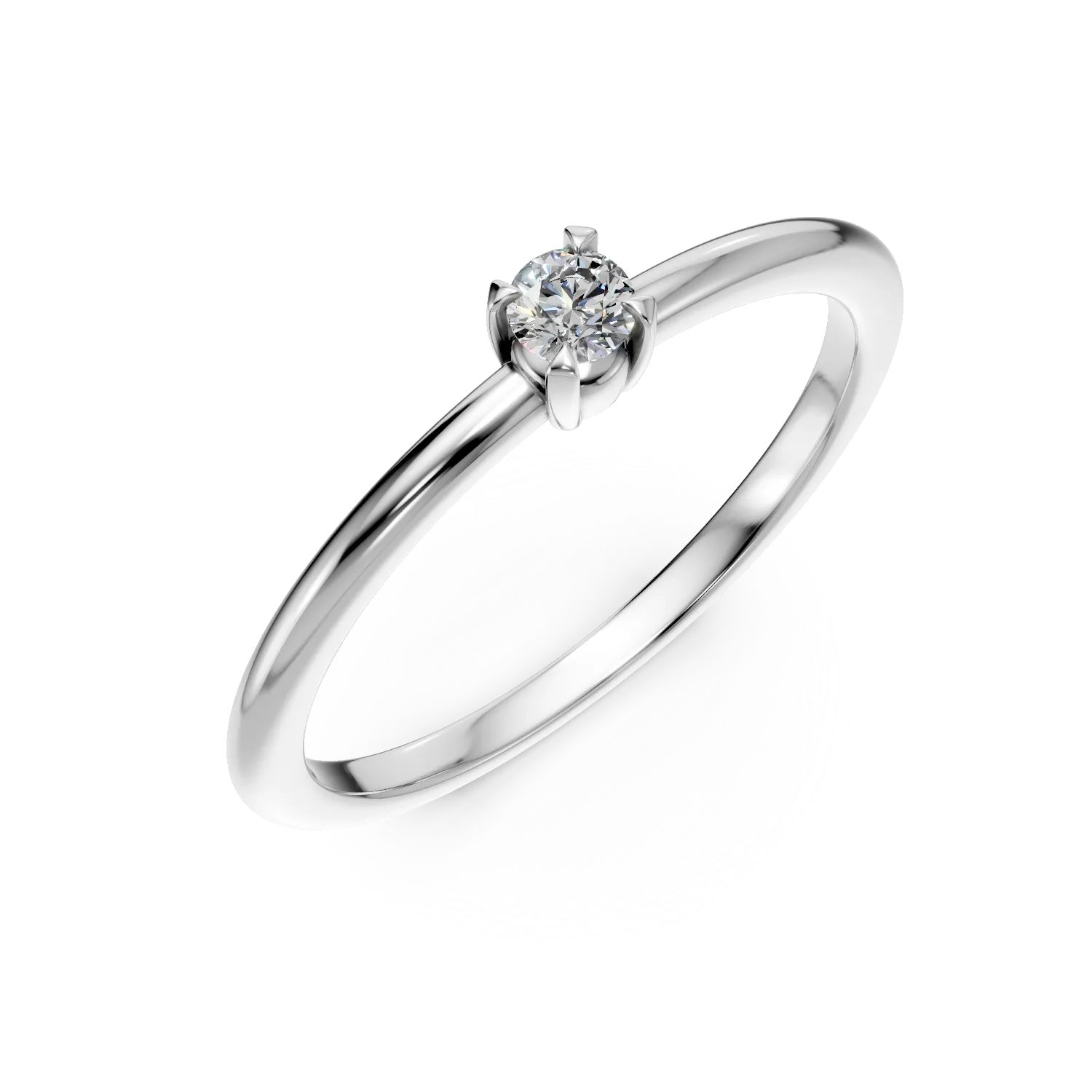 Inel de logodna din aur alb cu diamant solitaire de 0.1ct creat in laborator