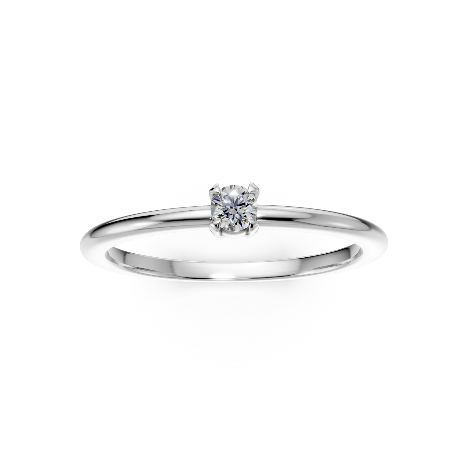Inel de logodna din aur alb cu diamant solitaire de 0.1ct creat in laborator