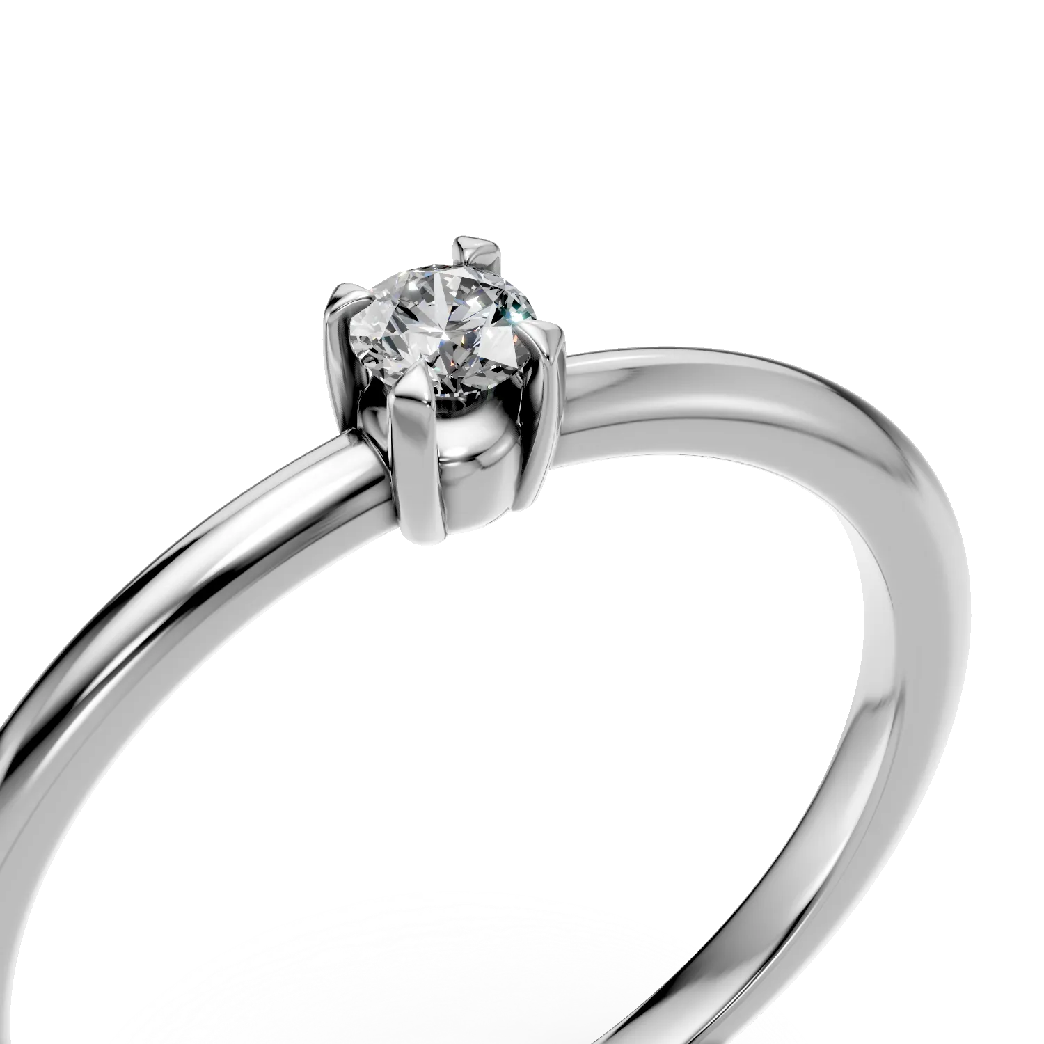 Inel de logodna din aur alb cu diamant solitaire de 0.1ct creat in laborator