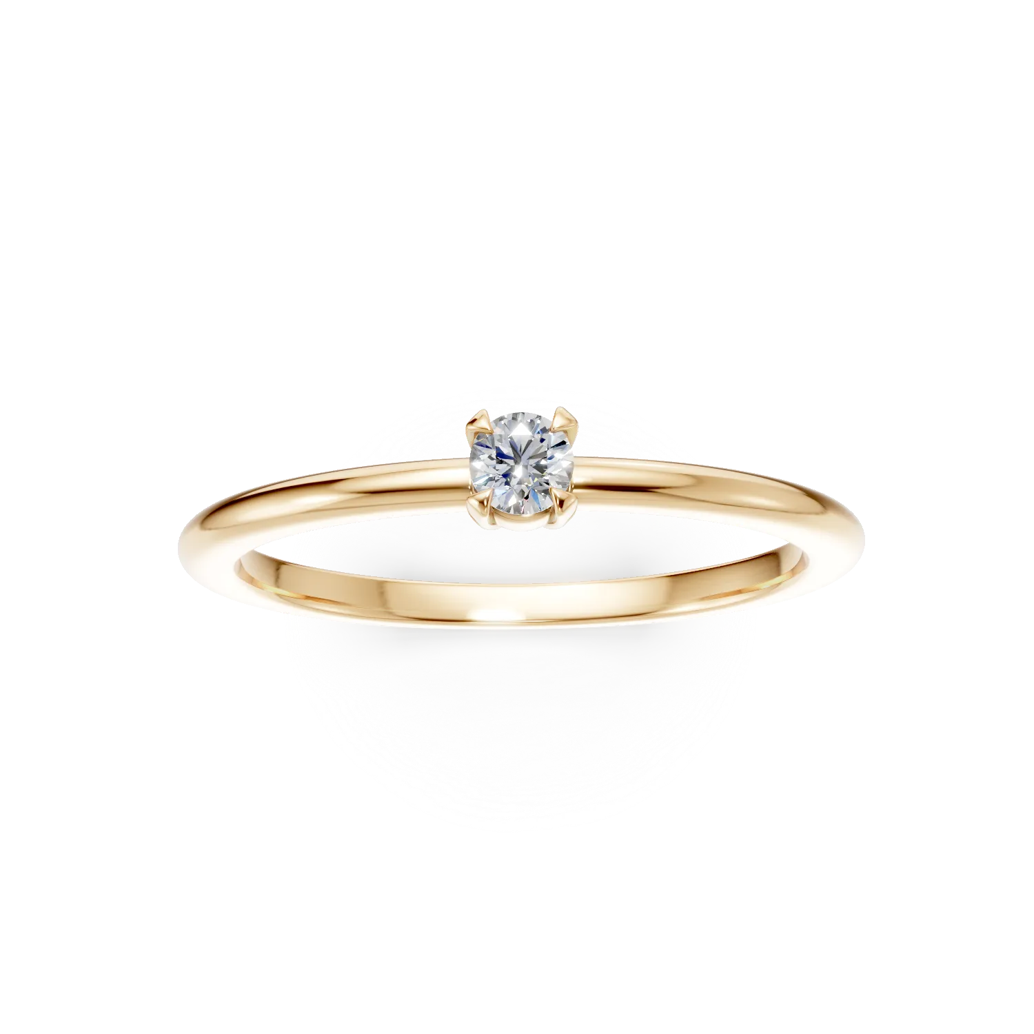 Inel de logodna din aur galben cu diamant solitaire de 0.1ct creat in laborator