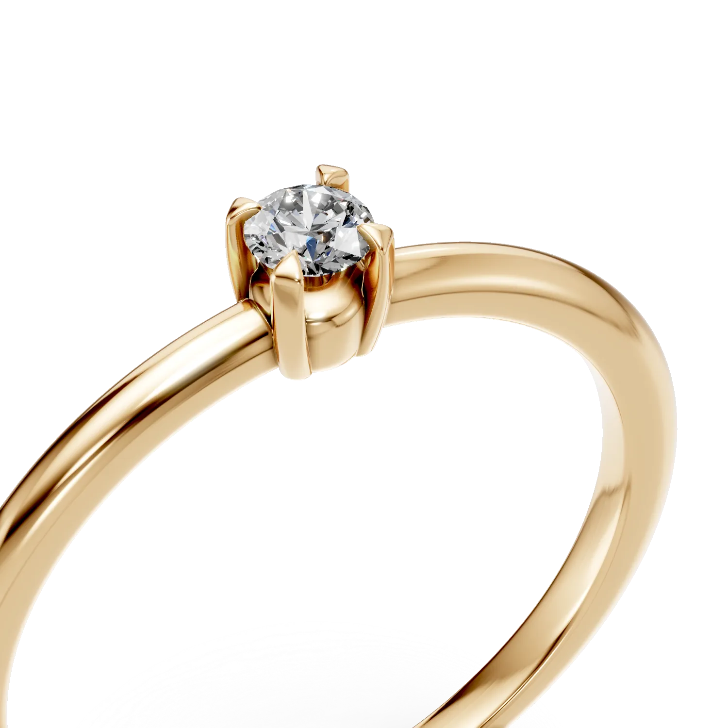 Inel de logodna din aur galben cu diamant solitaire de 0.1ct creat in laborator