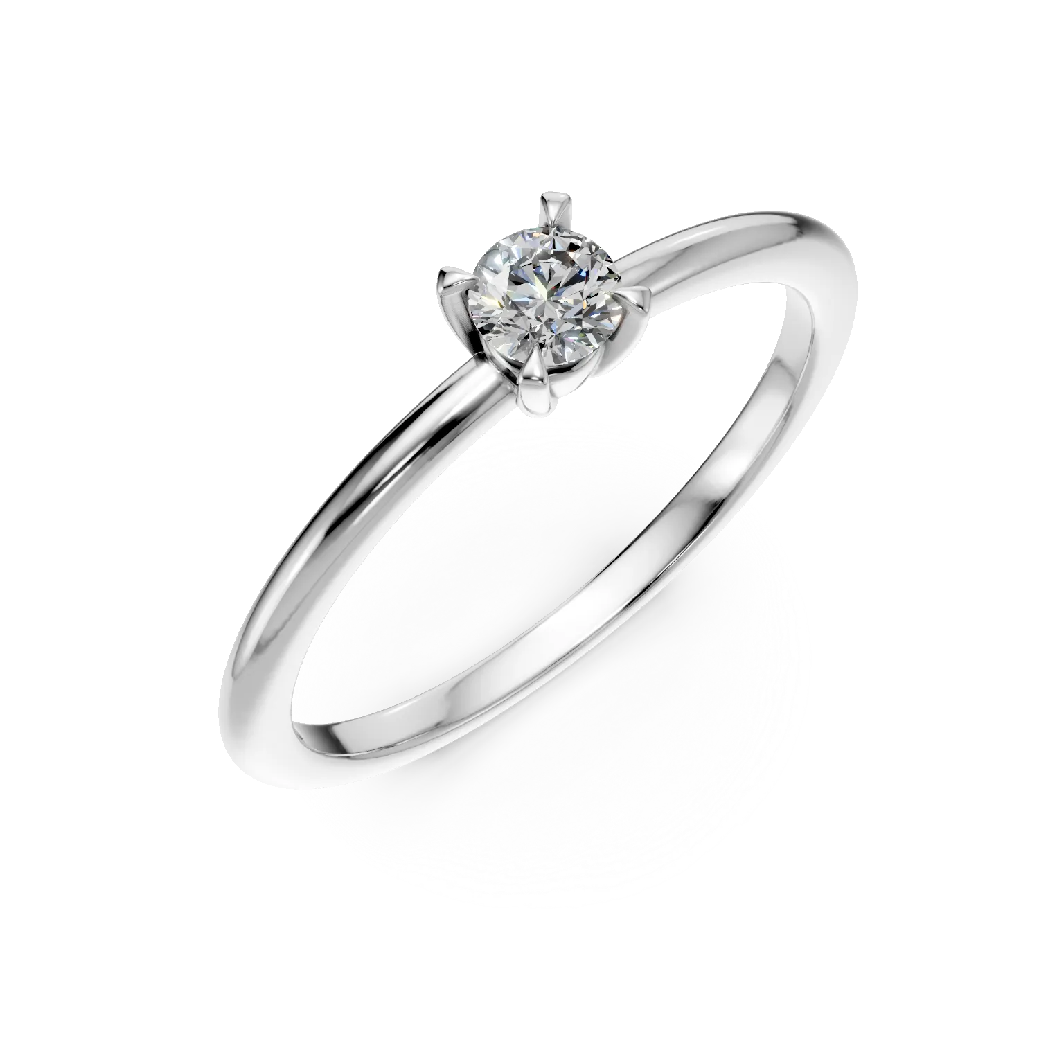 Inel de logodna din aur alb cu diamant solitaire de 0.2ct creat in laborator
