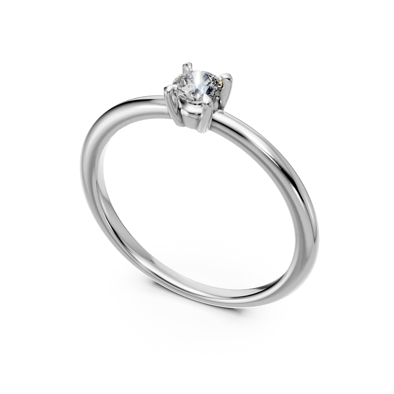 Inel de logodna din aur alb cu diamant solitaire de 0.2ct creat in laborator