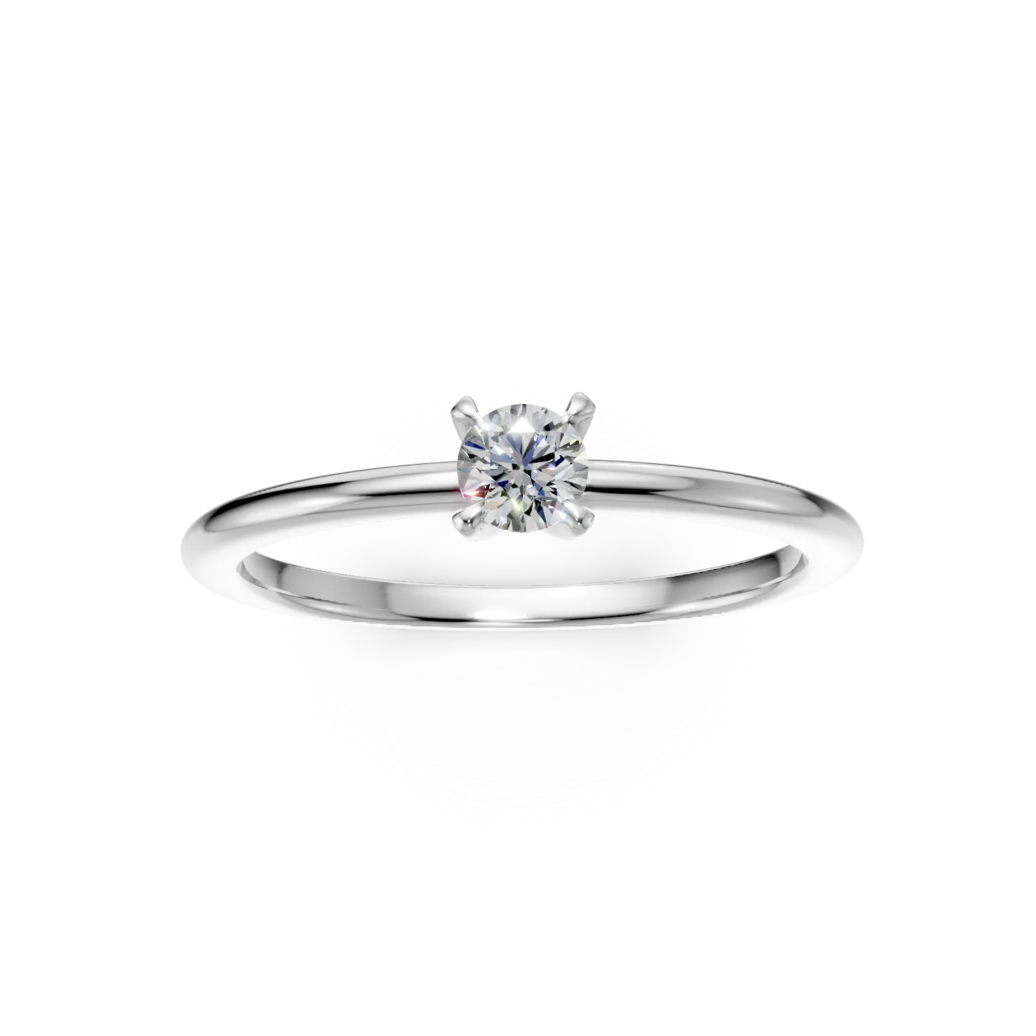 Inel de logodna din aur alb cu diamant solitaire de 0.2ct creat in laborator