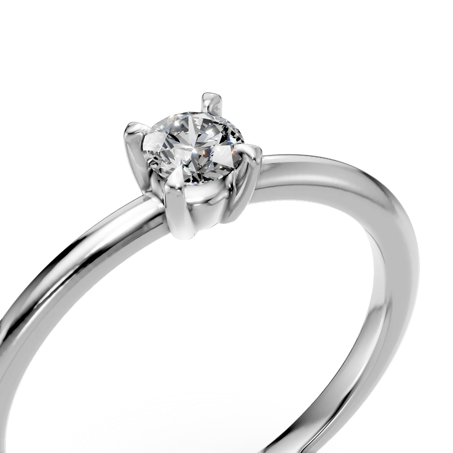 Inel de logodna din aur alb cu diamant solitaire de 0.2ct creat in laborator