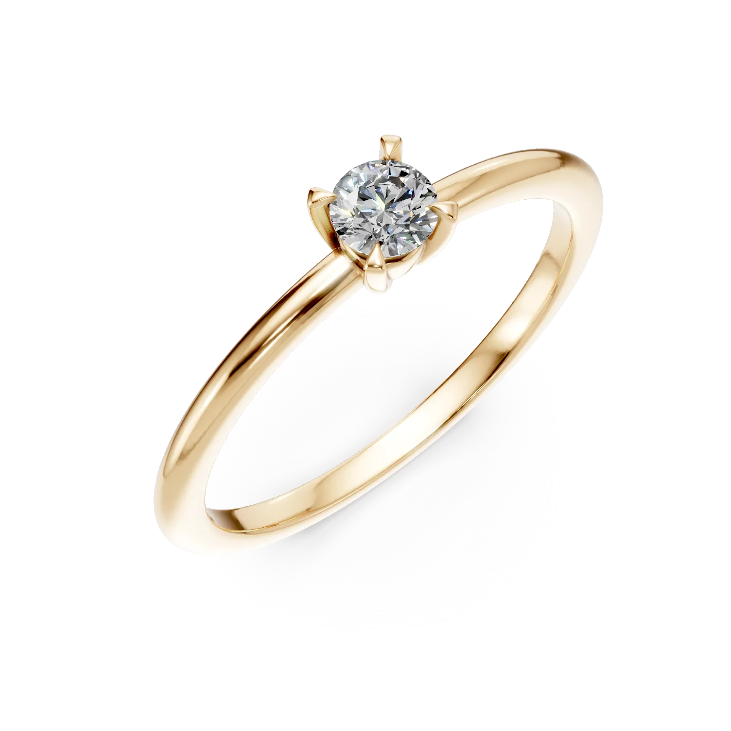 Inel de logodna din aur galben cu diamant solitaire de 0.2ct creat in laborator