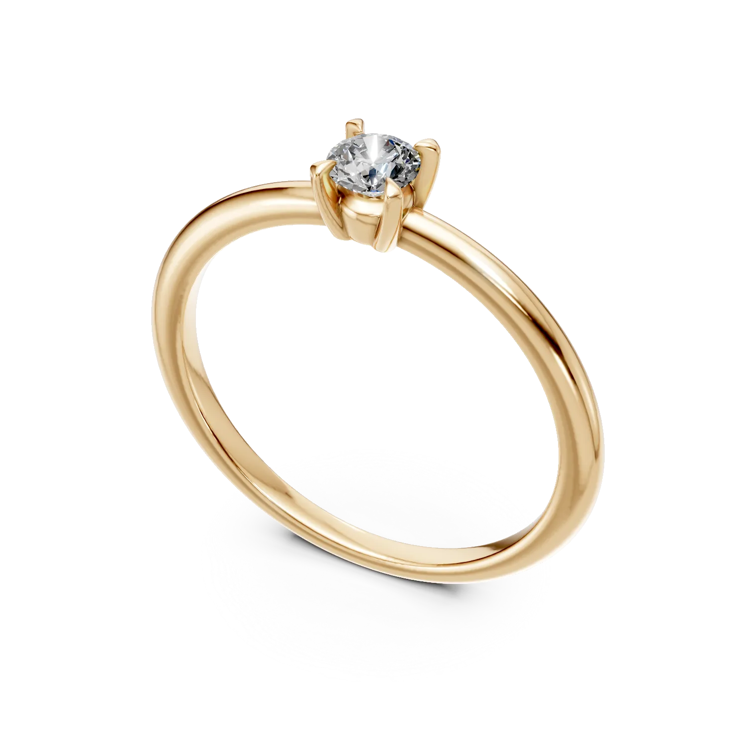 Inel de logodna din aur galben cu diamant solitaire de 0.2ct creat in laborator