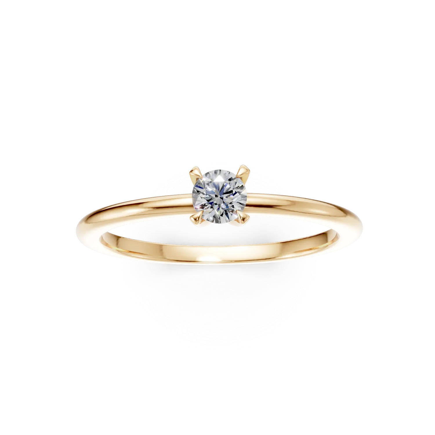 Inel de logodna din aur galben cu diamant solitaire de 0.2ct creat in laborator