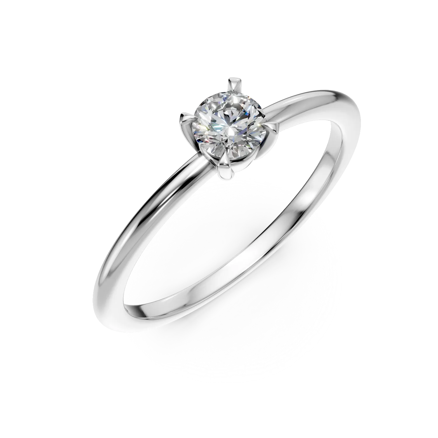 Inel de logodna din aur alb cu diamant solitaire de 0.3ct creat in laborator