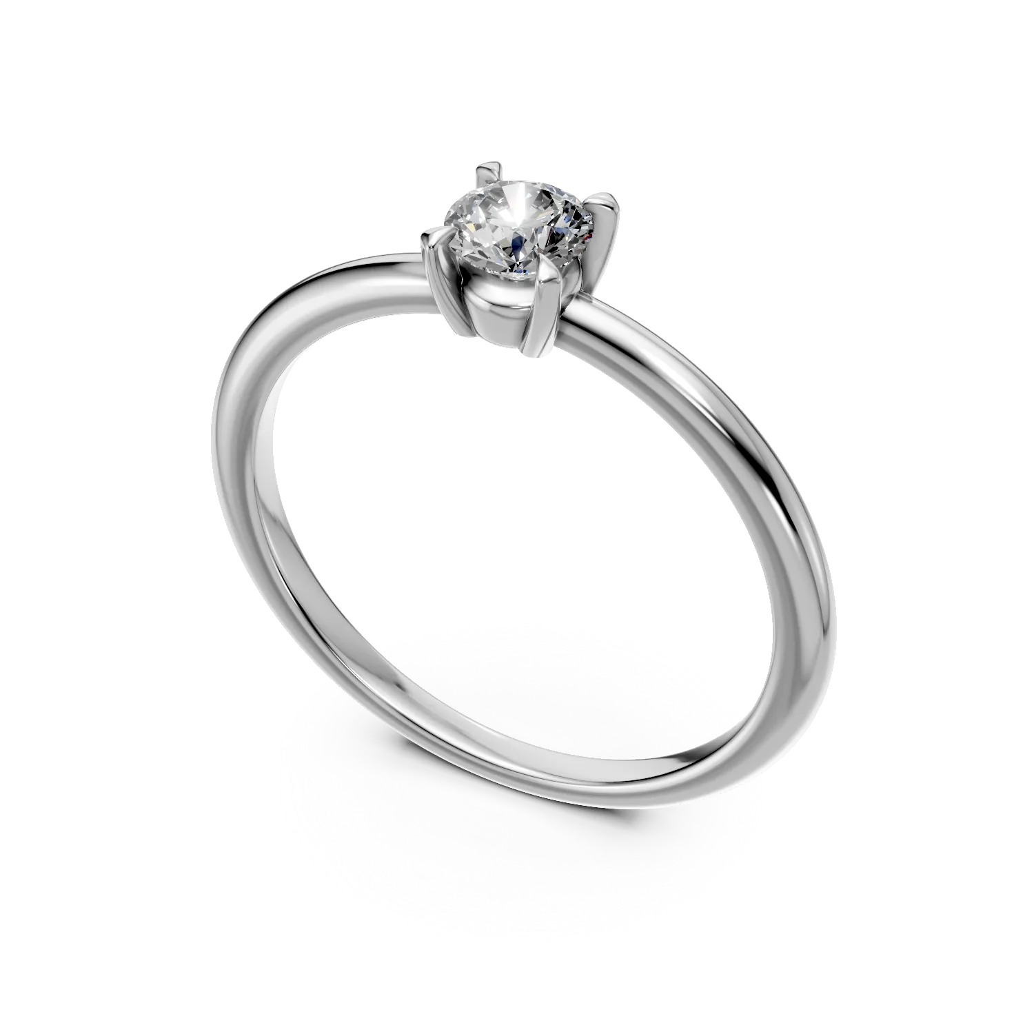 Inel de logodna din aur alb cu diamant solitaire de 0.3ct creat in laborator