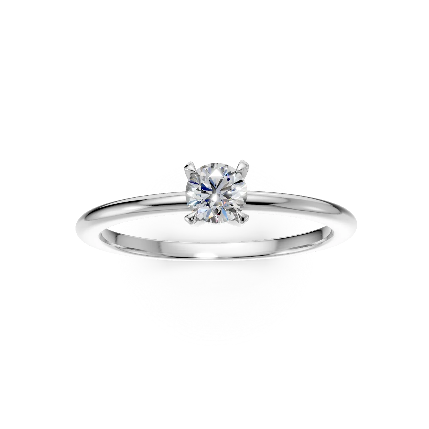 Inel de logodna din aur alb cu diamant solitaire de 0.3ct creat in laborator
