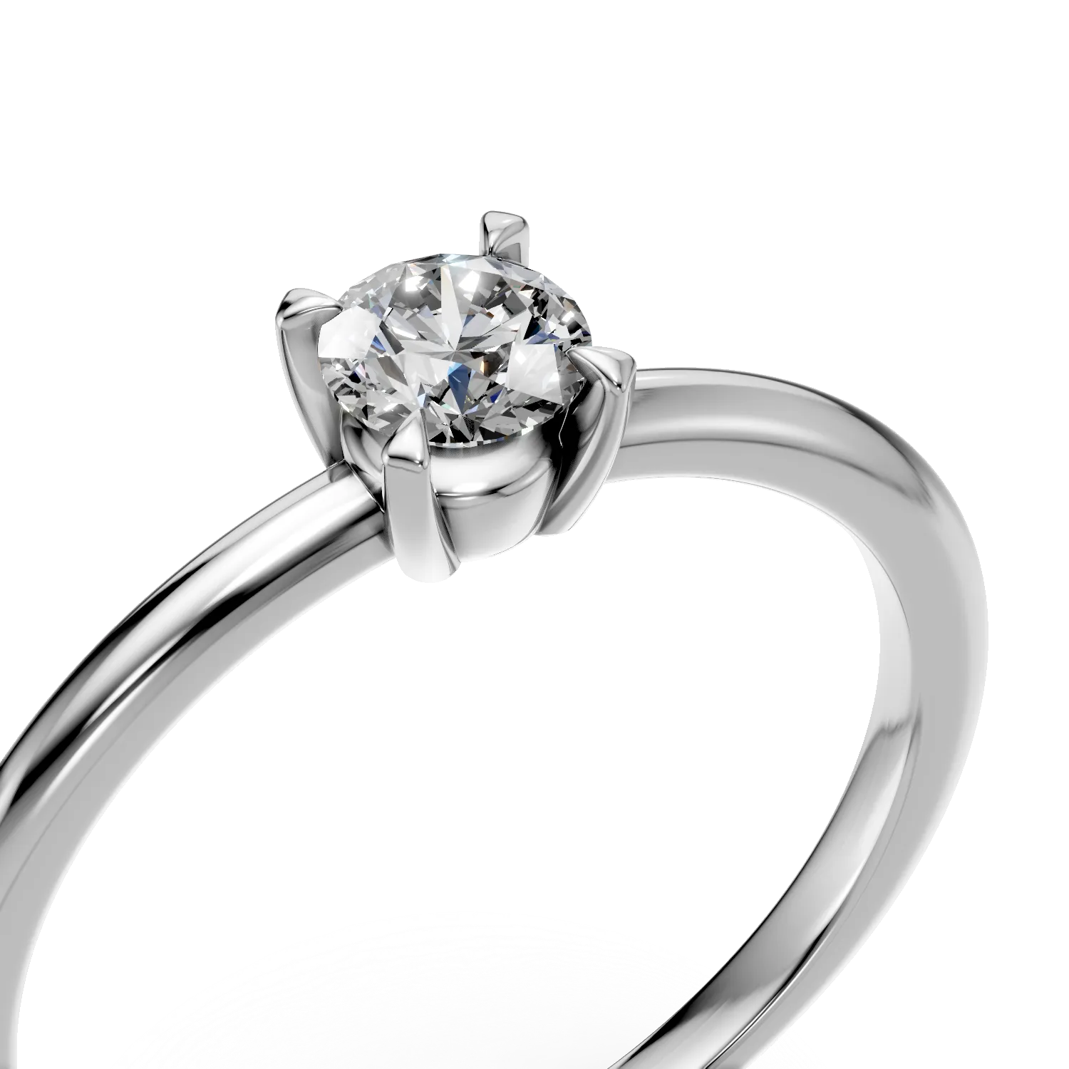 Inel de logodna din aur alb cu diamant solitaire de 0.3ct creat in laborator