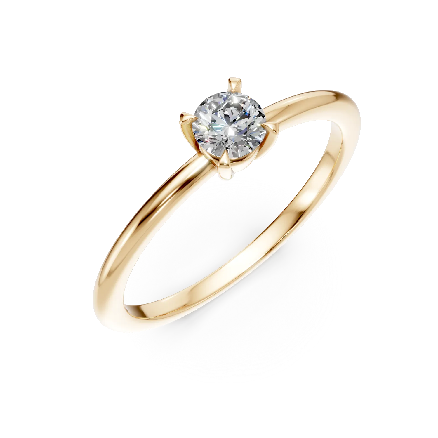 Inel de logodna din aur galben cu diamant solitaire de 0.3ct creat in laborator