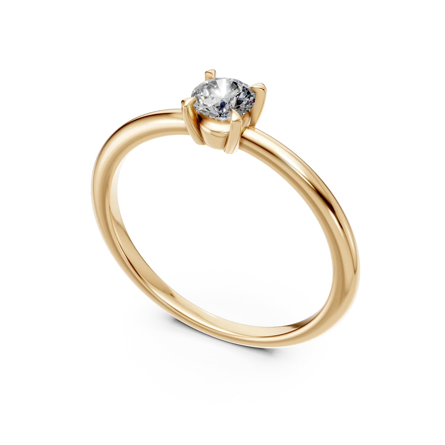 Inel de logodna din aur galben cu diamant solitaire de 0.3ct creat in laborator