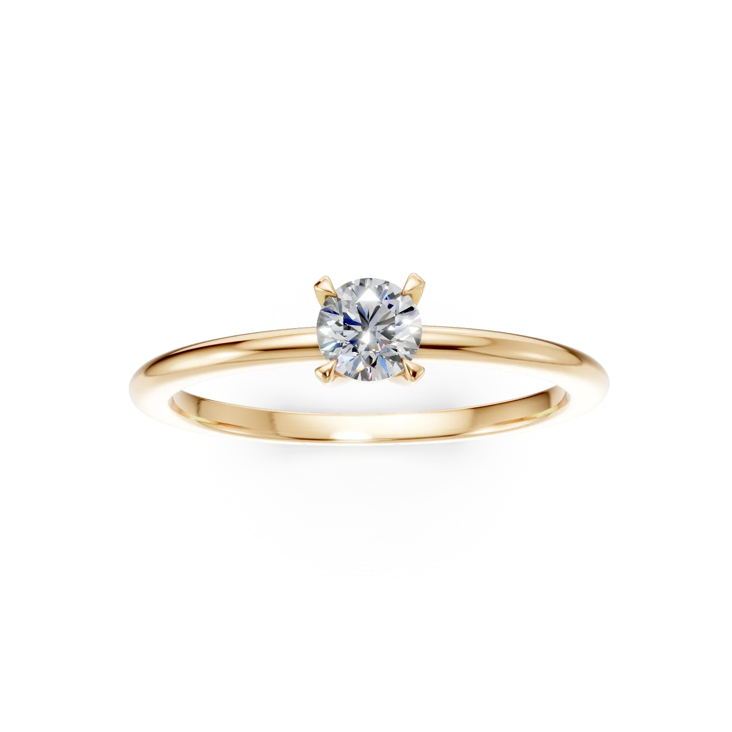Inel de logodna din aur galben cu diamant solitaire de 0.3ct creat in laborator