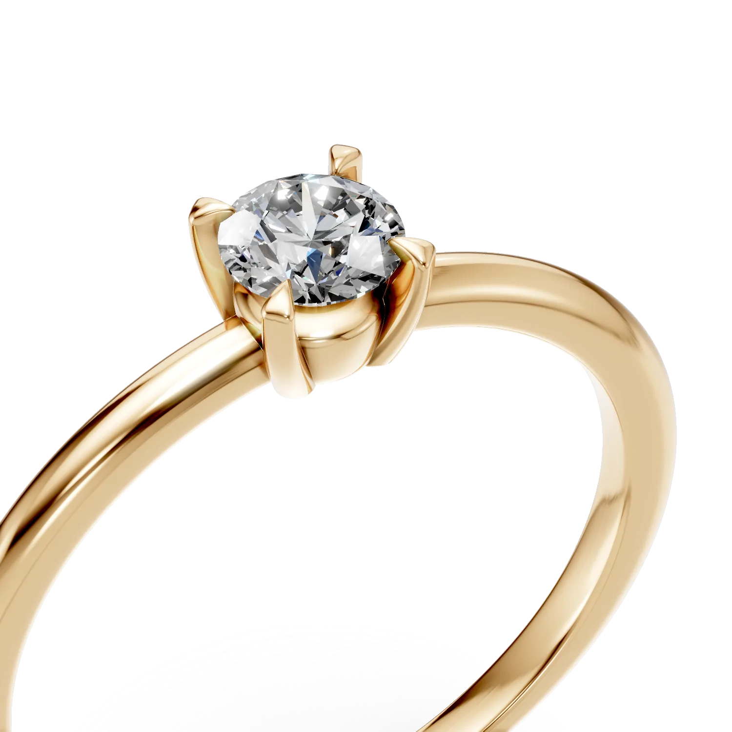 Inel de logodna din aur galben cu diamant solitaire de 0.3ct creat in laborator