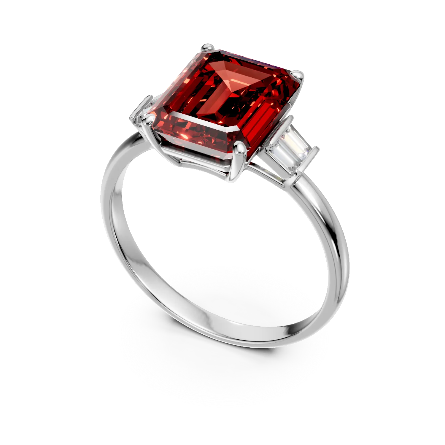 Inel din aur alb cu rubine si diamante de 4.4ct create in laborator