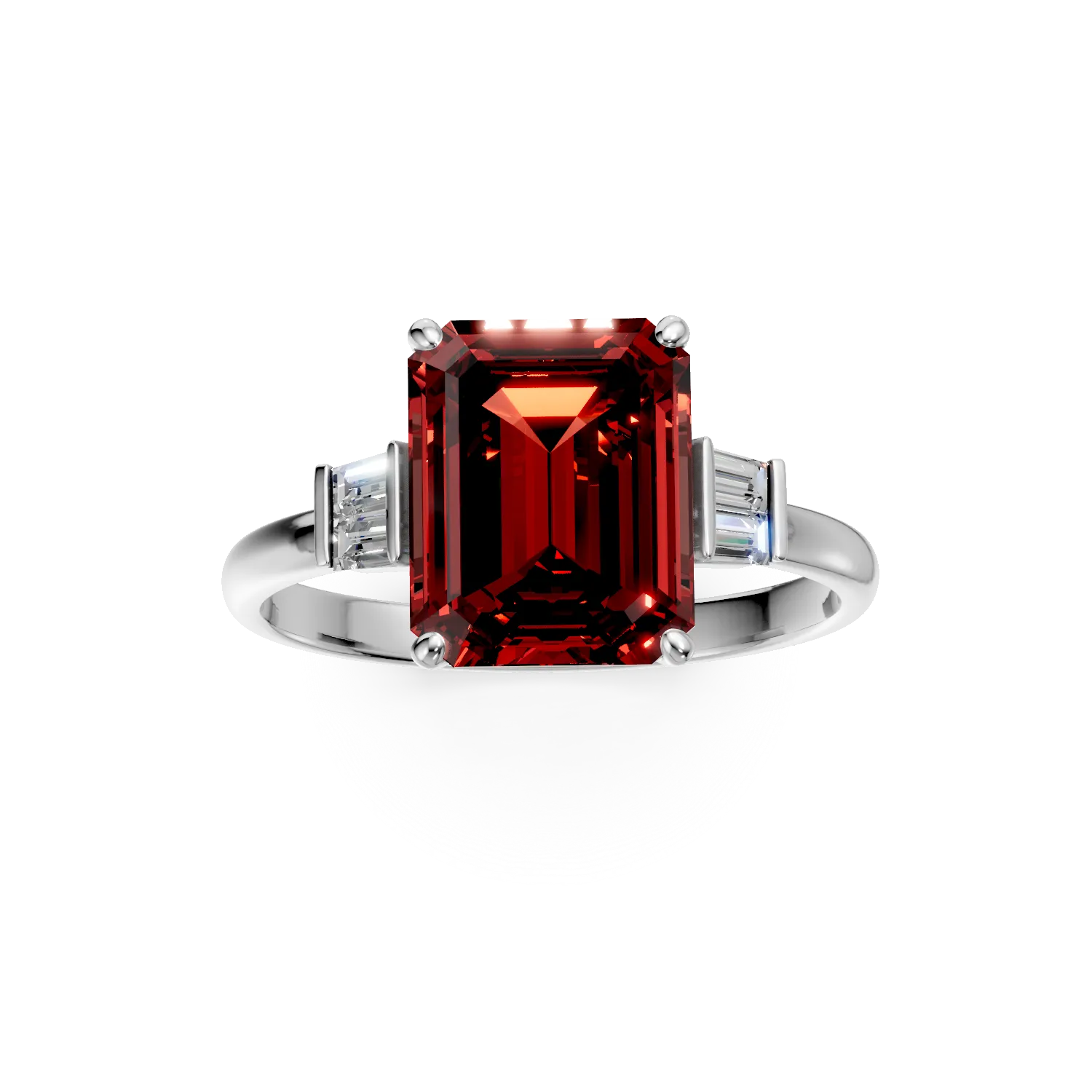 Inel din aur alb cu rubine si diamante de 4.4ct create in laborator