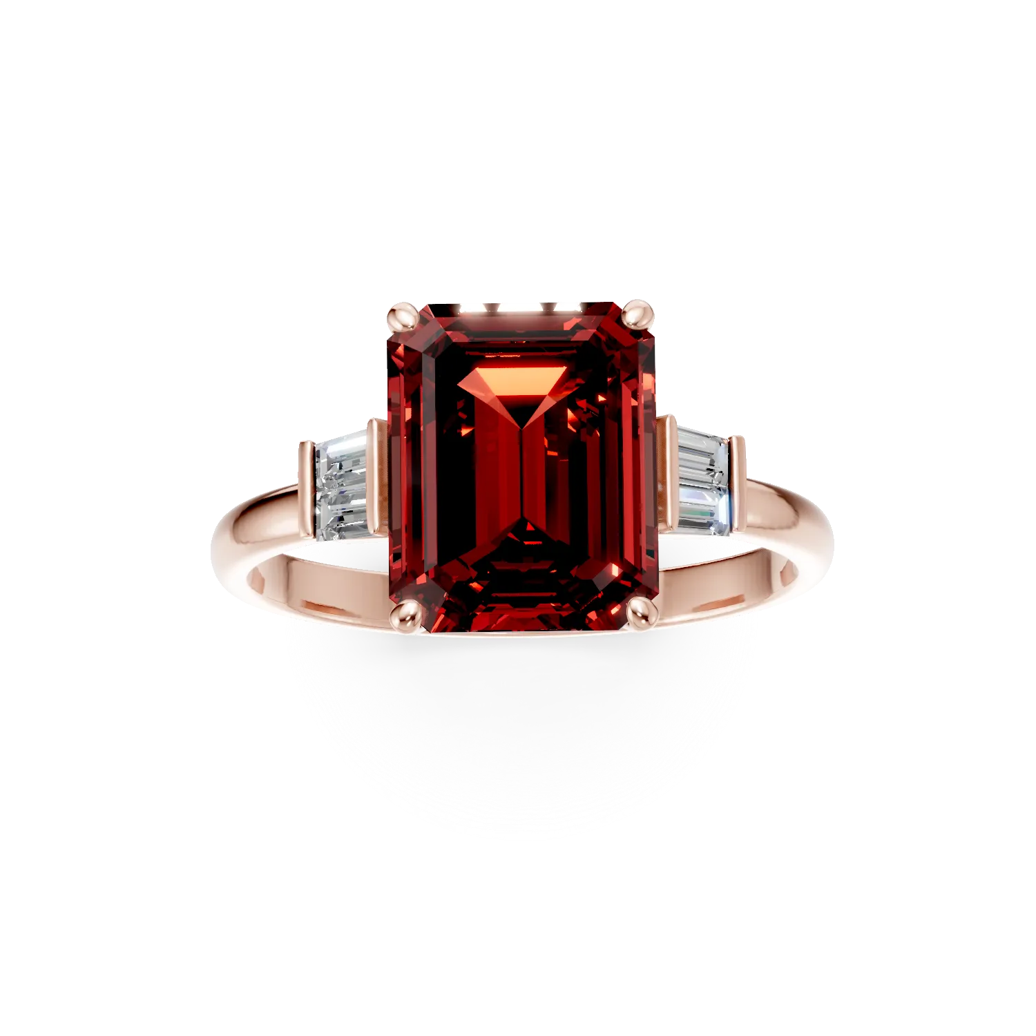 Inel din aur roz cu rubine si diamante de 4ct create in laborator