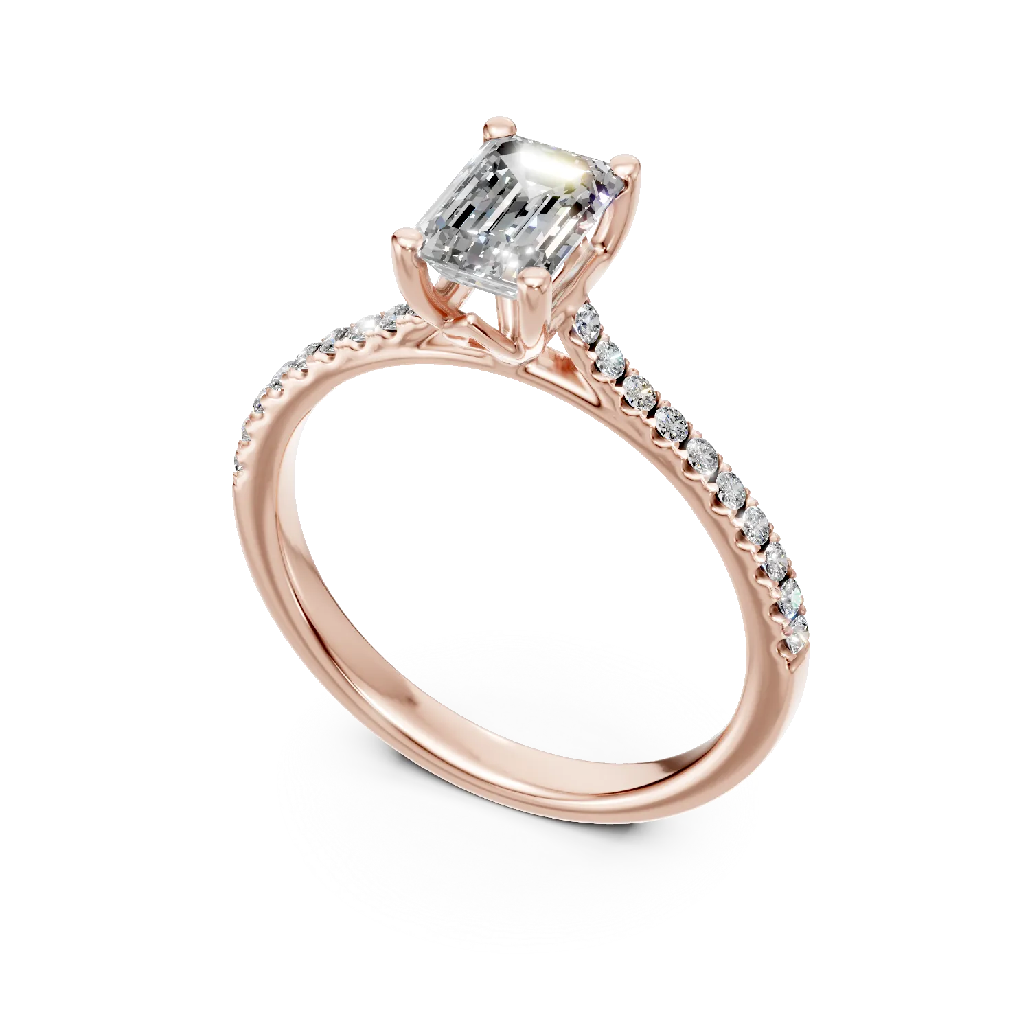 Inel de logodna din aur roz cu diamante de 1.1ct create in laborator
