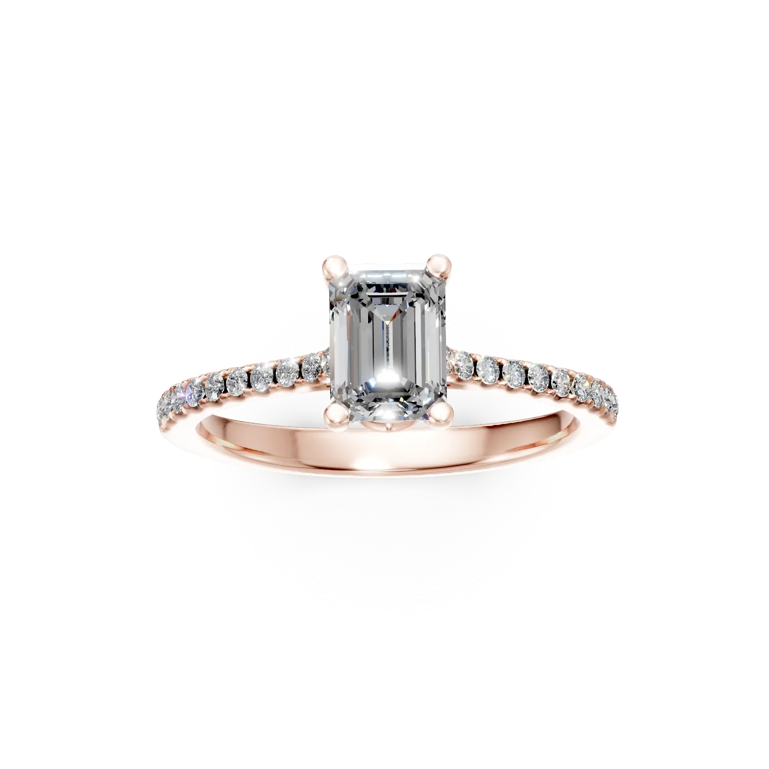 Inel de logodna din aur roz cu diamante de 1.1ct create in laborator