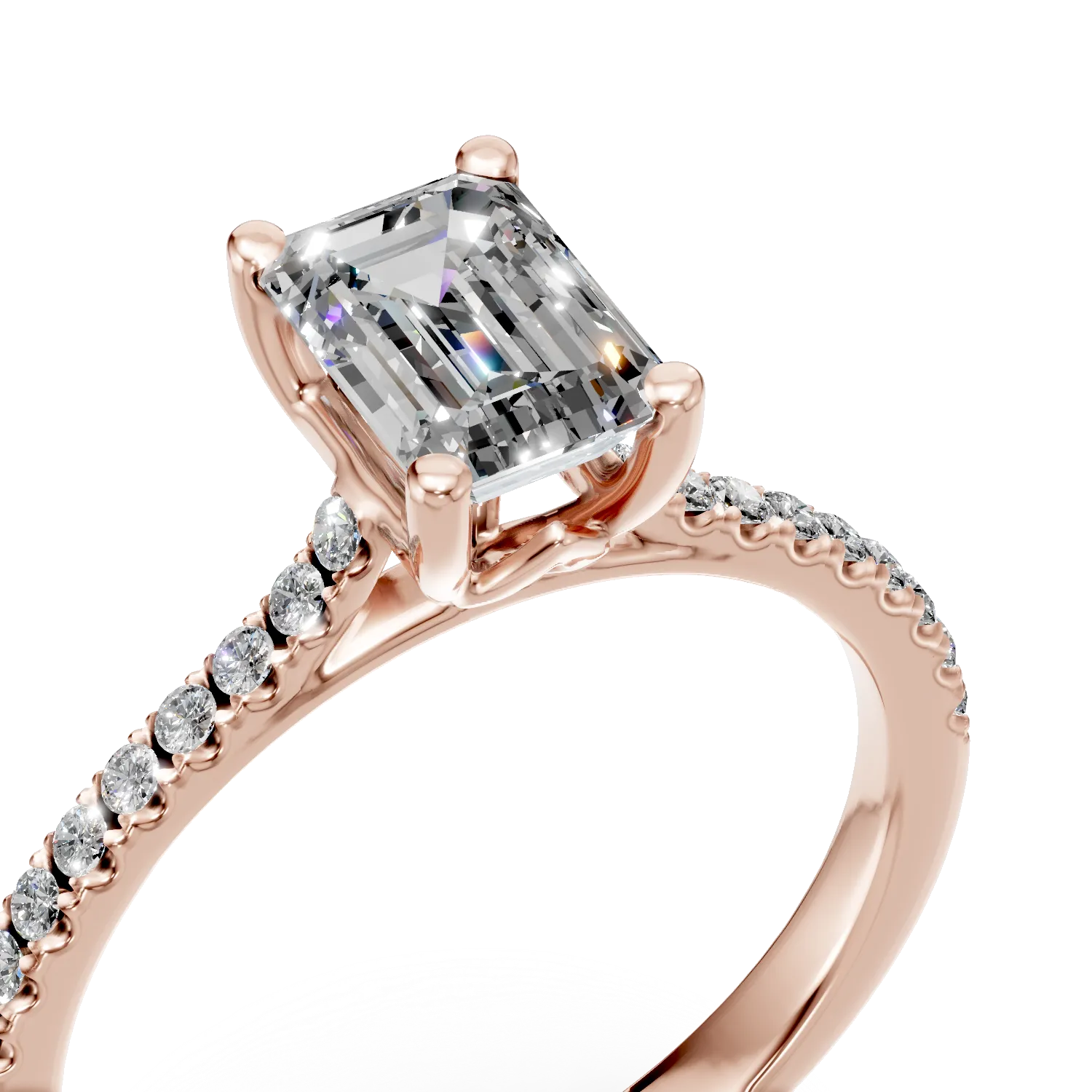 Inel de logodna din aur roz cu diamante de 1.1ct create in laborator