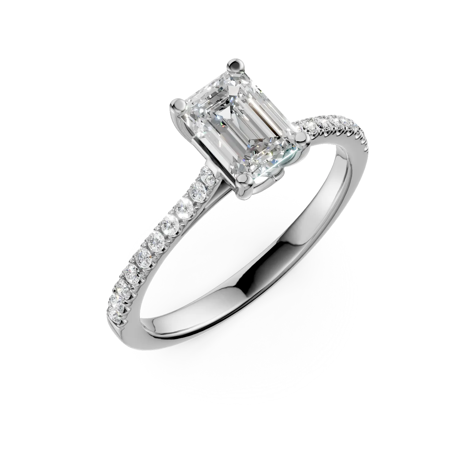 Inel de logodna din aur alb cu diamante de 1.3ct create in laborator