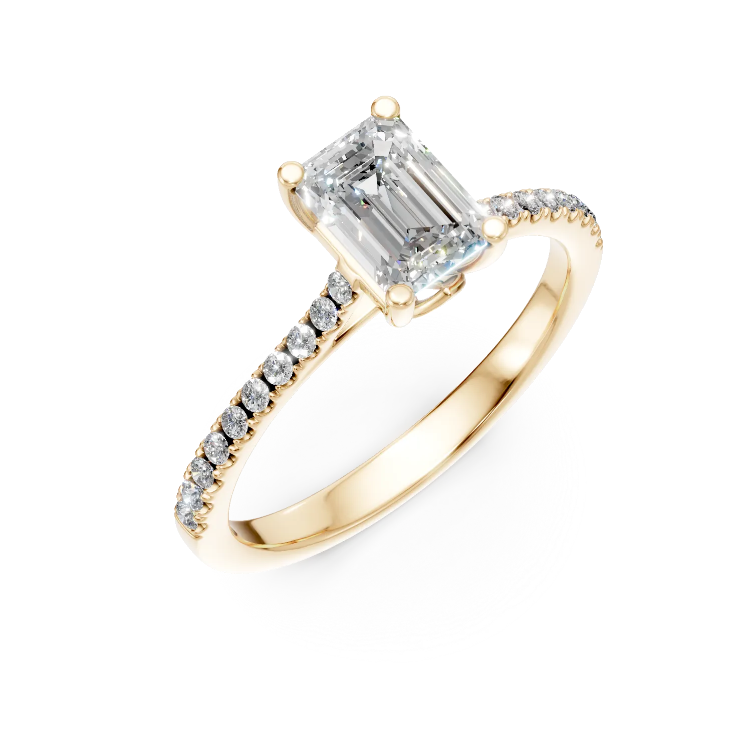 Inel de logodna din aur galben cu diamante de 1.2ct create in laborator