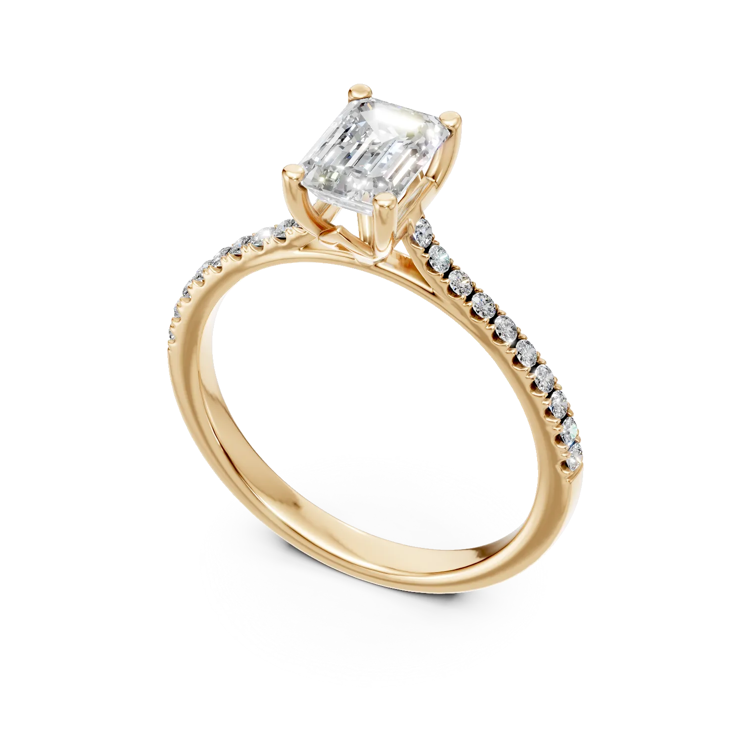 Inel de logodna din aur galben cu diamante de 1.2ct create in laborator