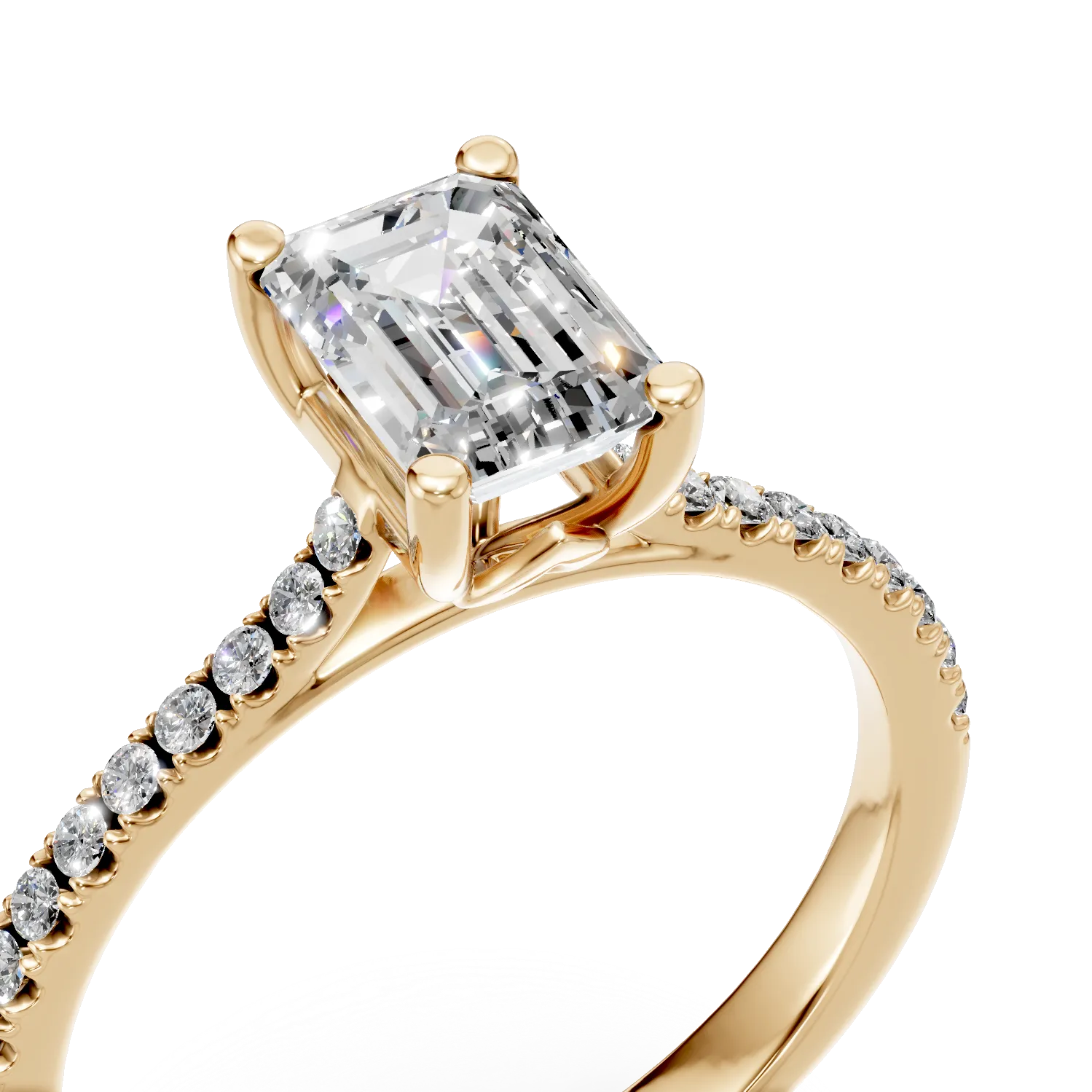 Inel de logodna din aur galben cu diamante de 1.2ct create in laborator