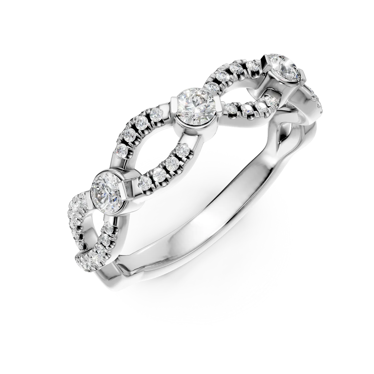 Inel din aur alb cu diamante de 0.2ct create in laborator