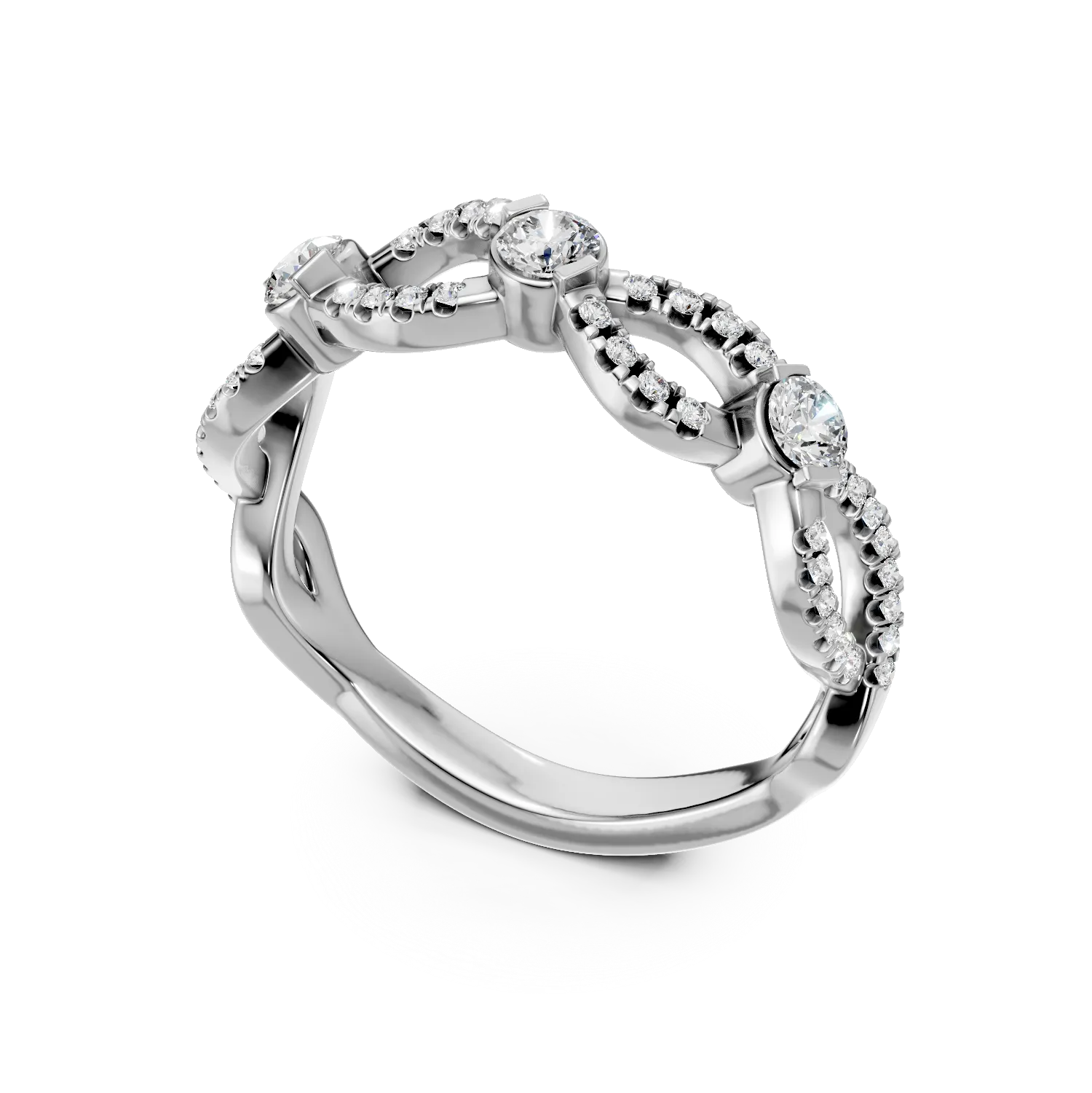 Inel din aur alb cu diamante de 0.2ct create in laborator