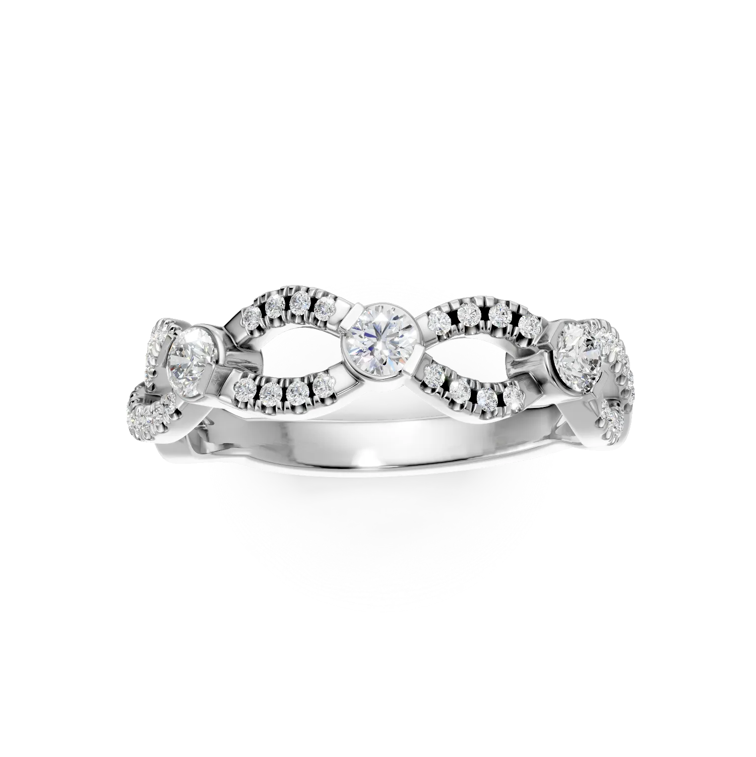 Inel din aur alb cu diamante de 0.2ct create in laborator